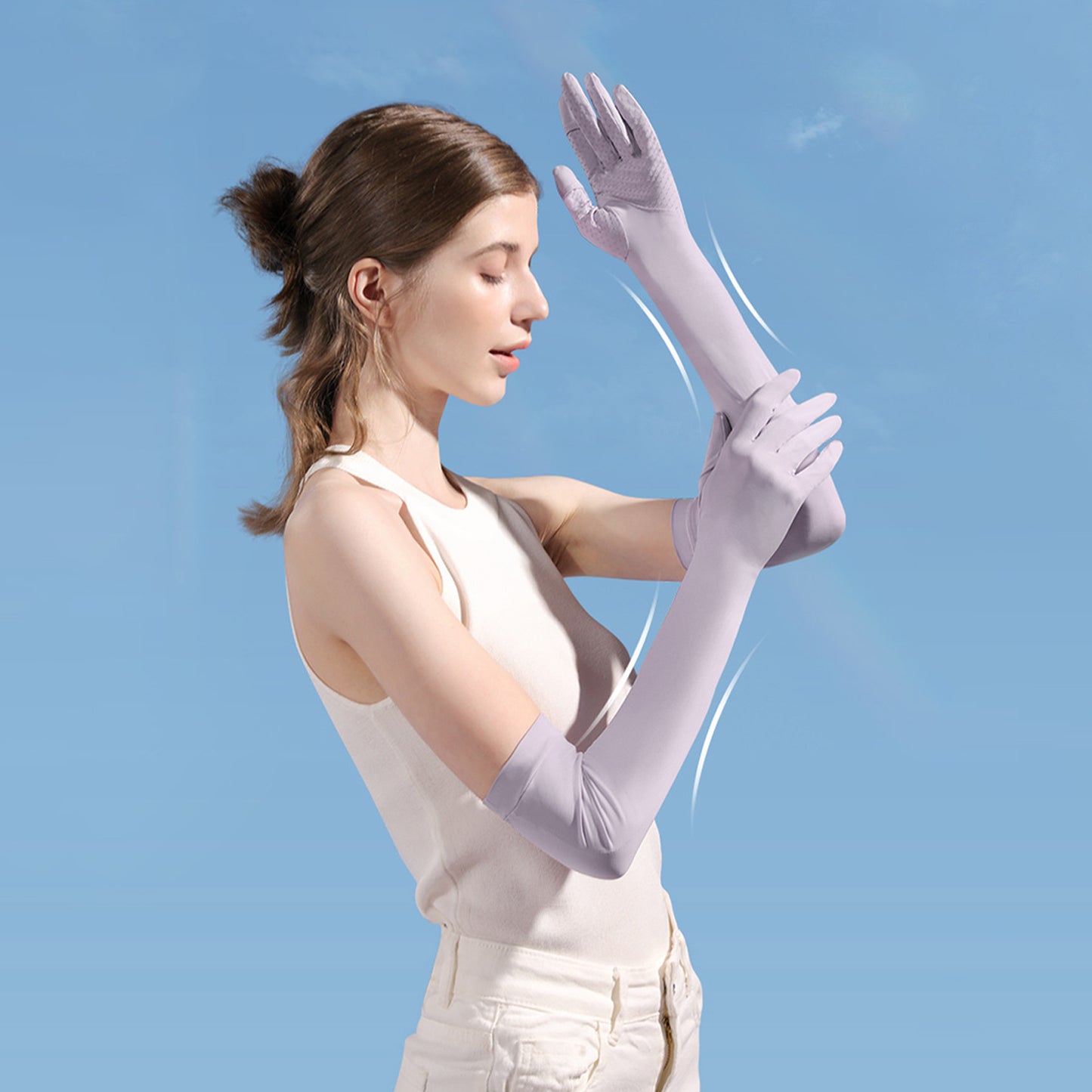 Solid Color Sunscreen Silicon Nonslip Touchscreen Ice Silk Opera Gloves - Quaworth