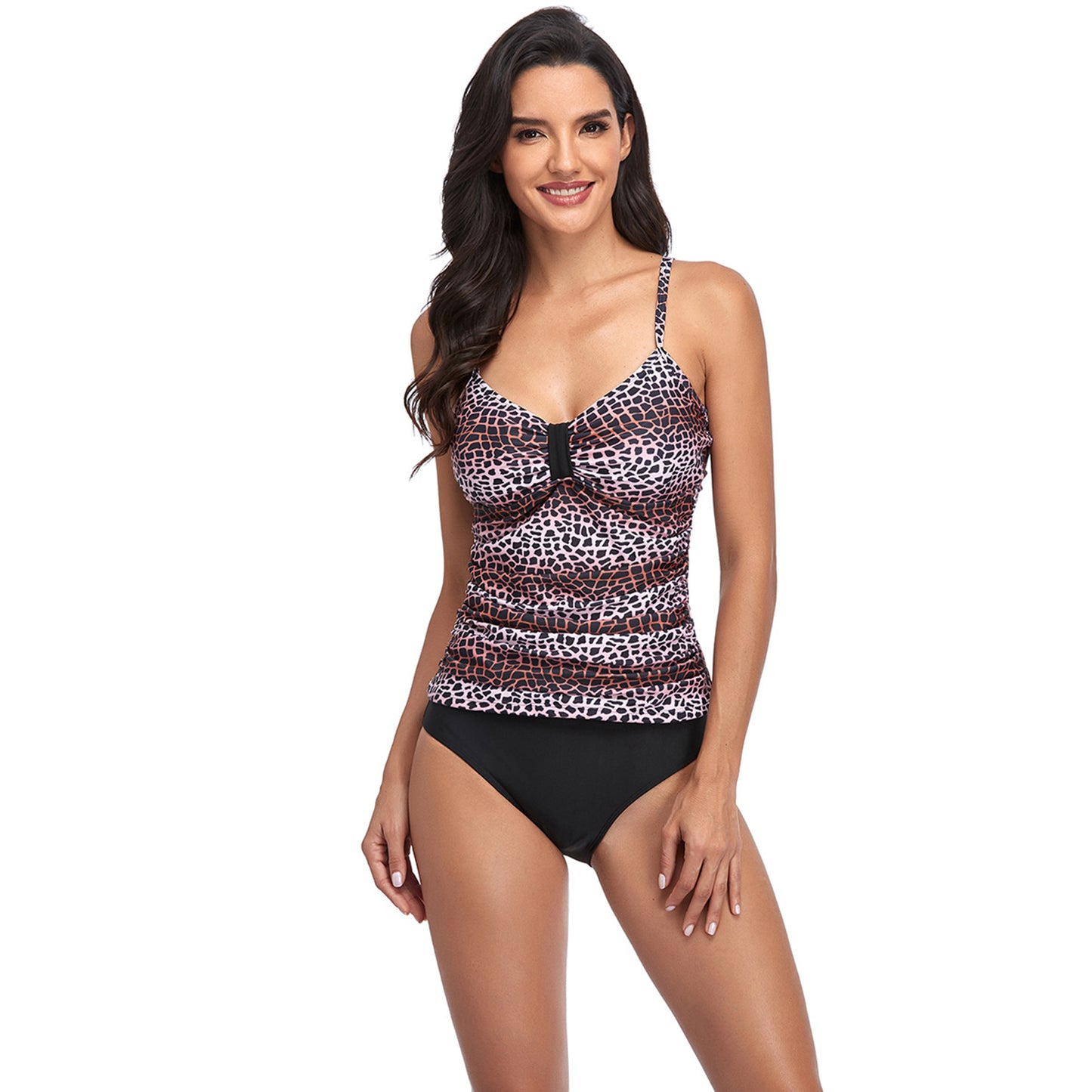 High Rise Two Piece Split Tankini Swimsuit Set - Quaworth