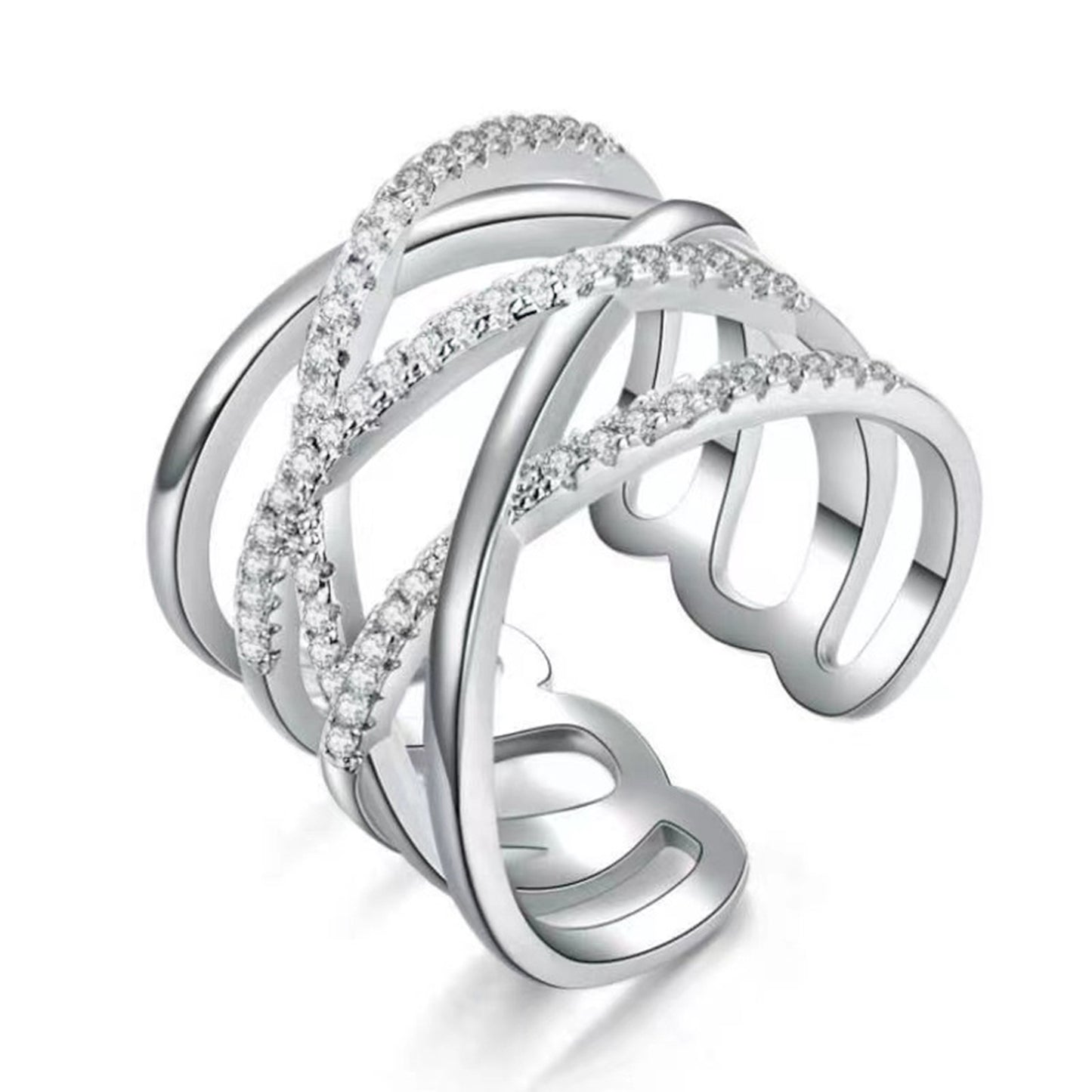 Alloy Crystal Gold Plated Multi-Layered Adjustable Ring - Quaworth
