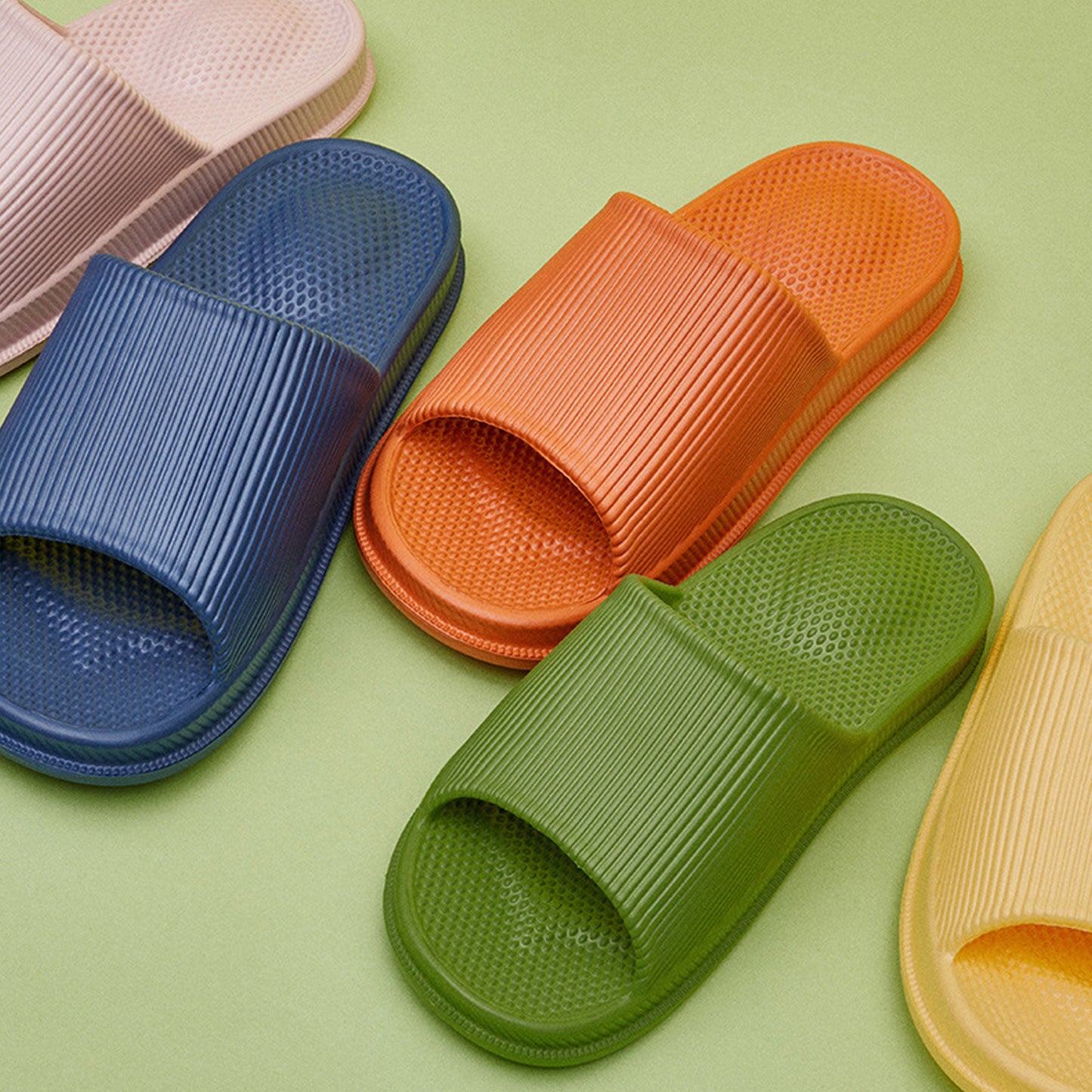 Solid Color Single Band Soft Slip Resistant Slide Sandals - Quaworth