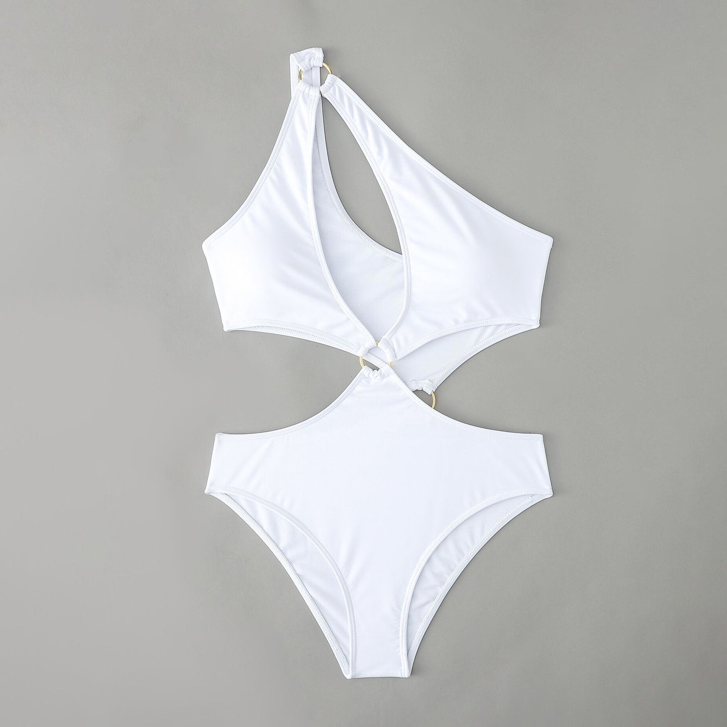 Solid Color Ring Connect Bikini Swimsuit - Quaworth