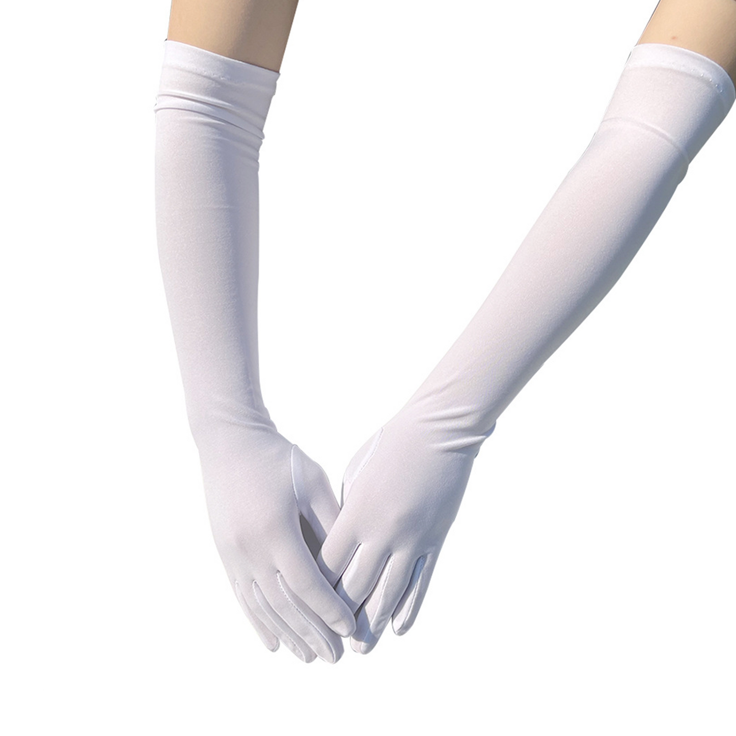 Milk Silk Solid Color Over Elbow Gloves - Quaworth