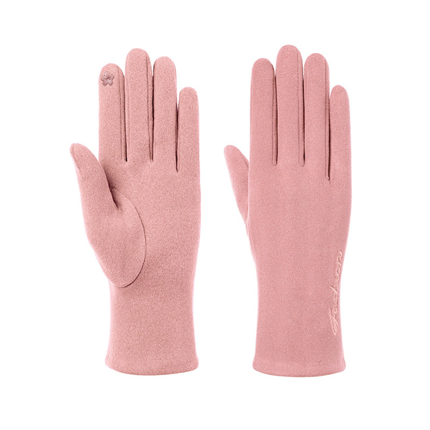 Solid Color Thermal Dralon Velvet Touch Screen Wrist Gloves - Quaworth