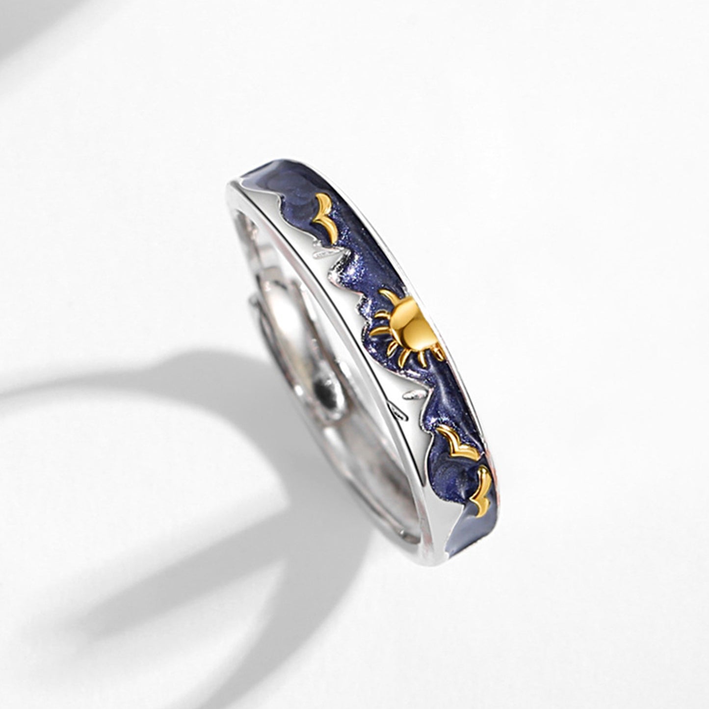 Sterling Silver Sun Moon Adjustable Ring - Quaworth