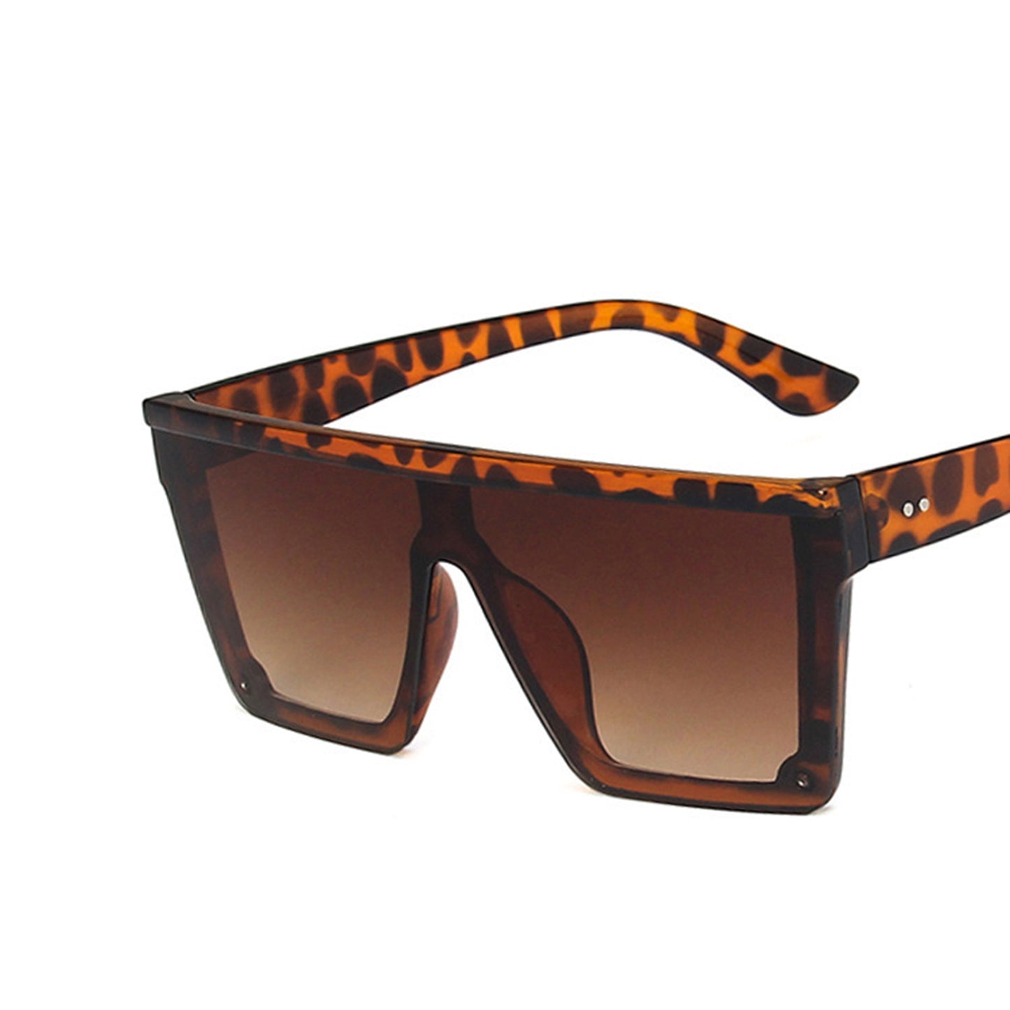 Large Square Flat Top Frame One Piece Shield Lens Sunglasses - Quaworth