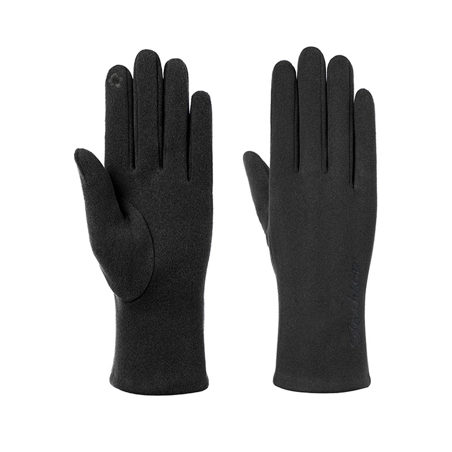 Solid Color Thermal Dralon Velvet Touch Screen Wrist Gloves - Quaworth