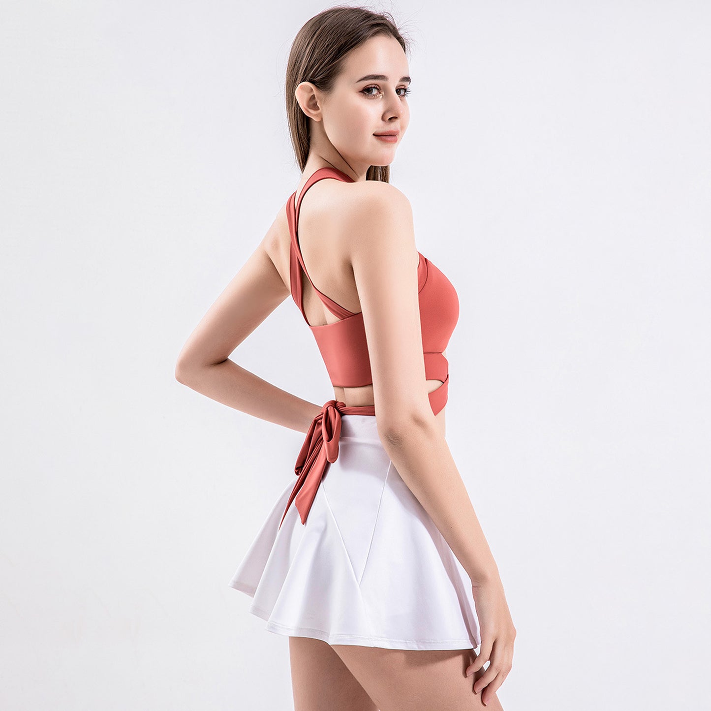 Solid Color Crisscross Padded Workout Tank Top - Quaworth