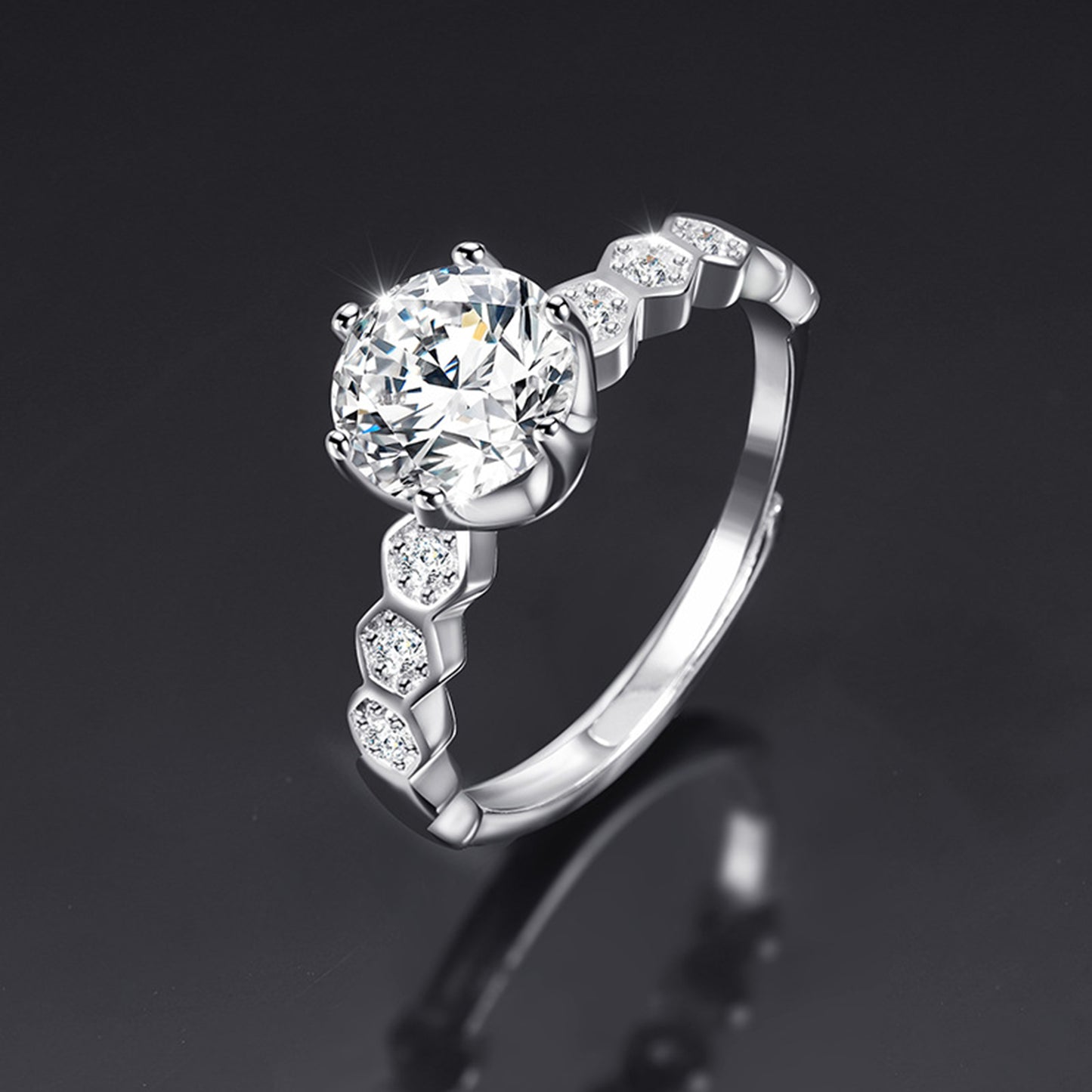 Moissanite Adjustable Open Band Ring - Quaworth