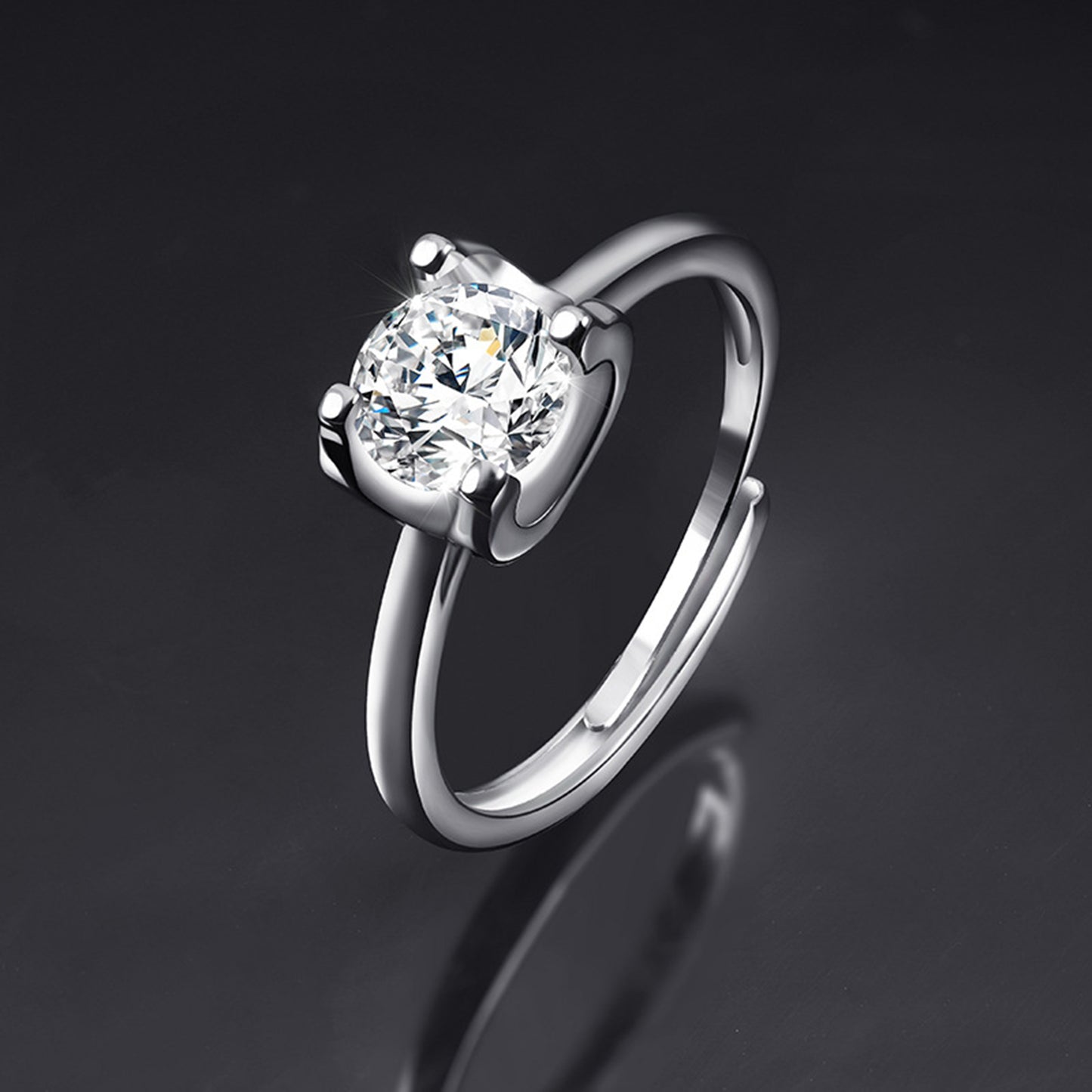 Moissanite Adjustable Open Band Ring - Quaworth