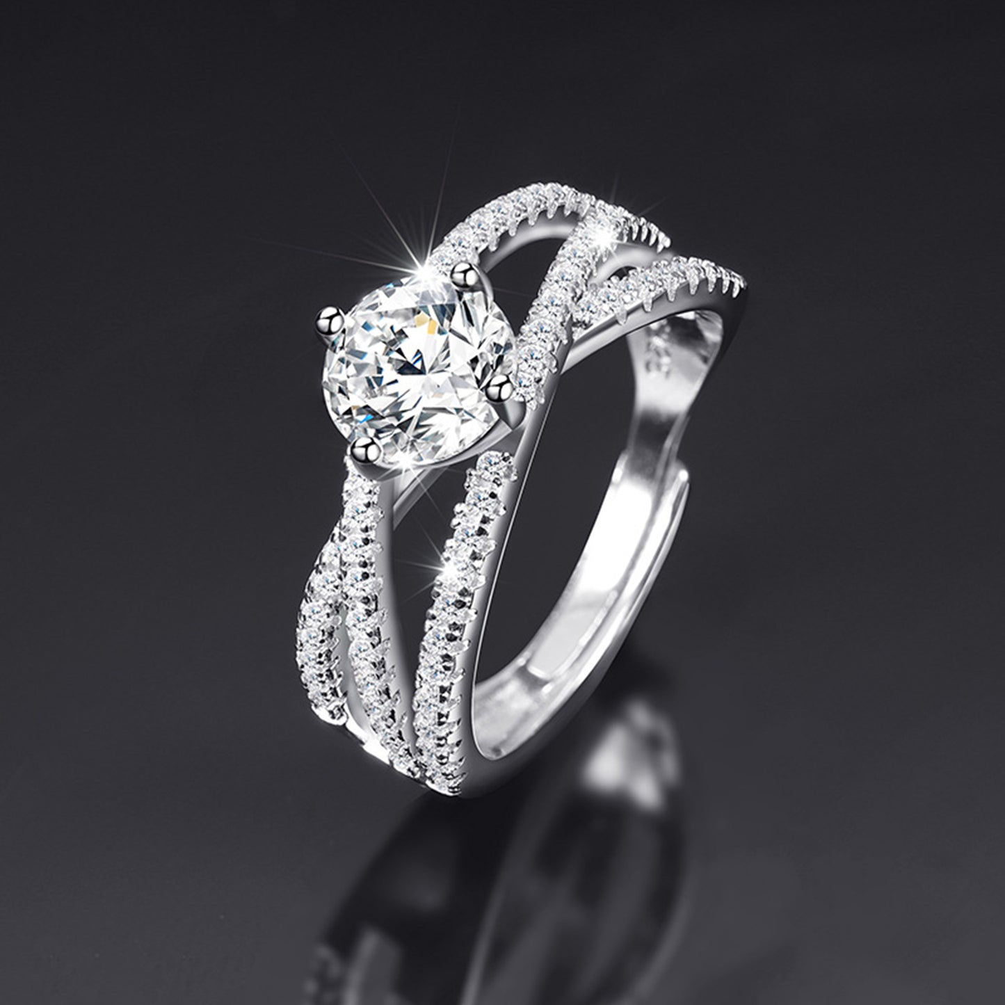 Moissanite Adjustable Open Band Ring - Quaworth