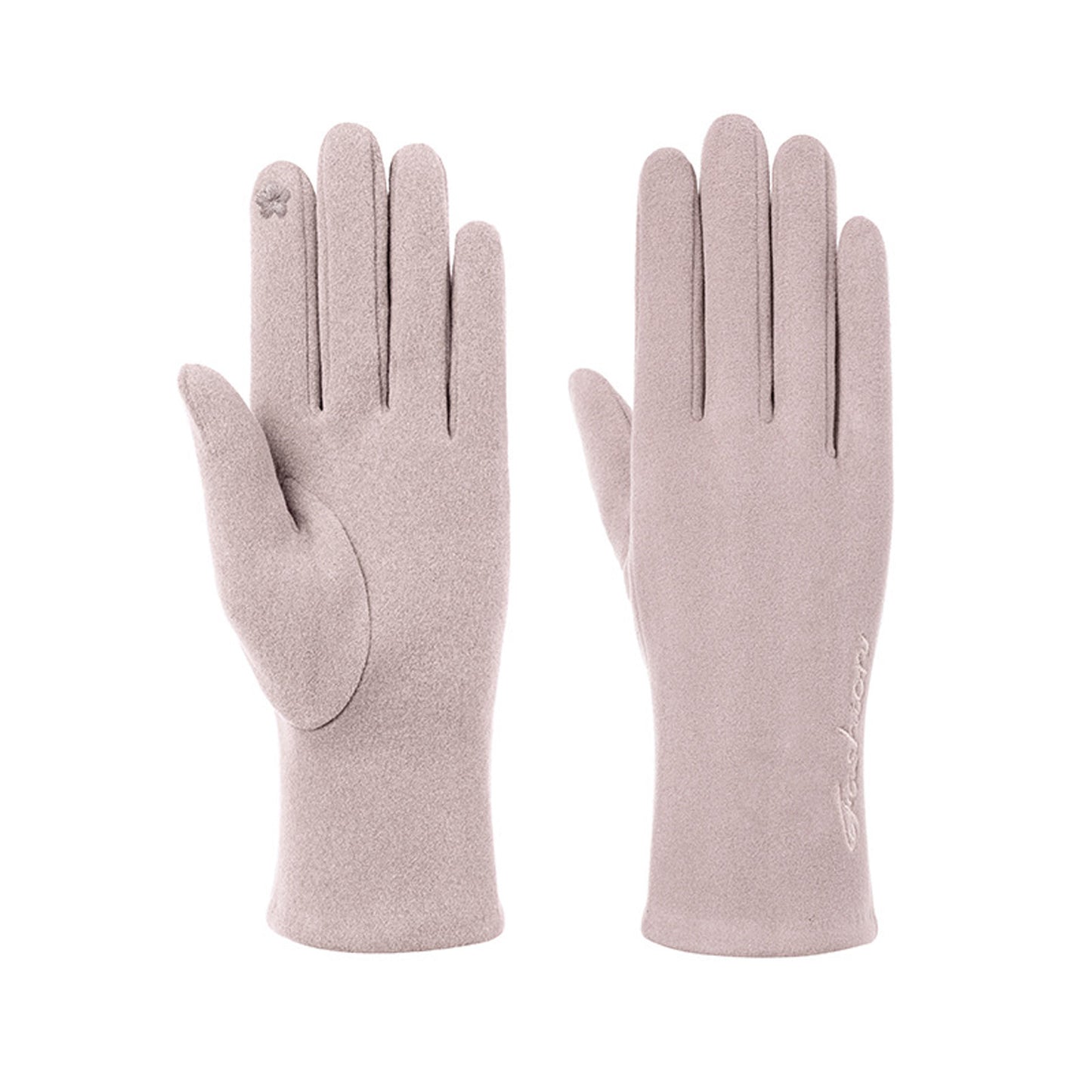 Solid Color Thermal Dralon Velvet Touch Screen Wrist Gloves - Quaworth