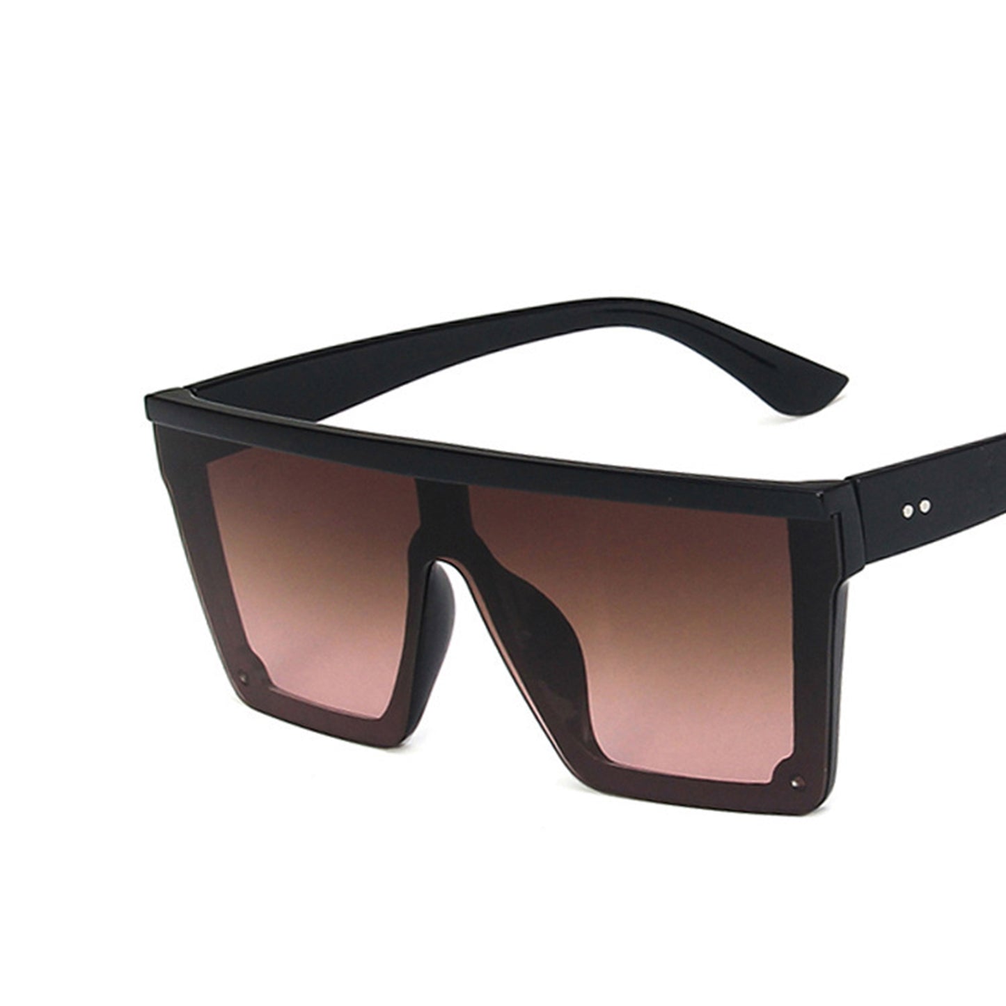 Large Square Flat Top Frame One Piece Shield Lens Sunglasses - Quaworth