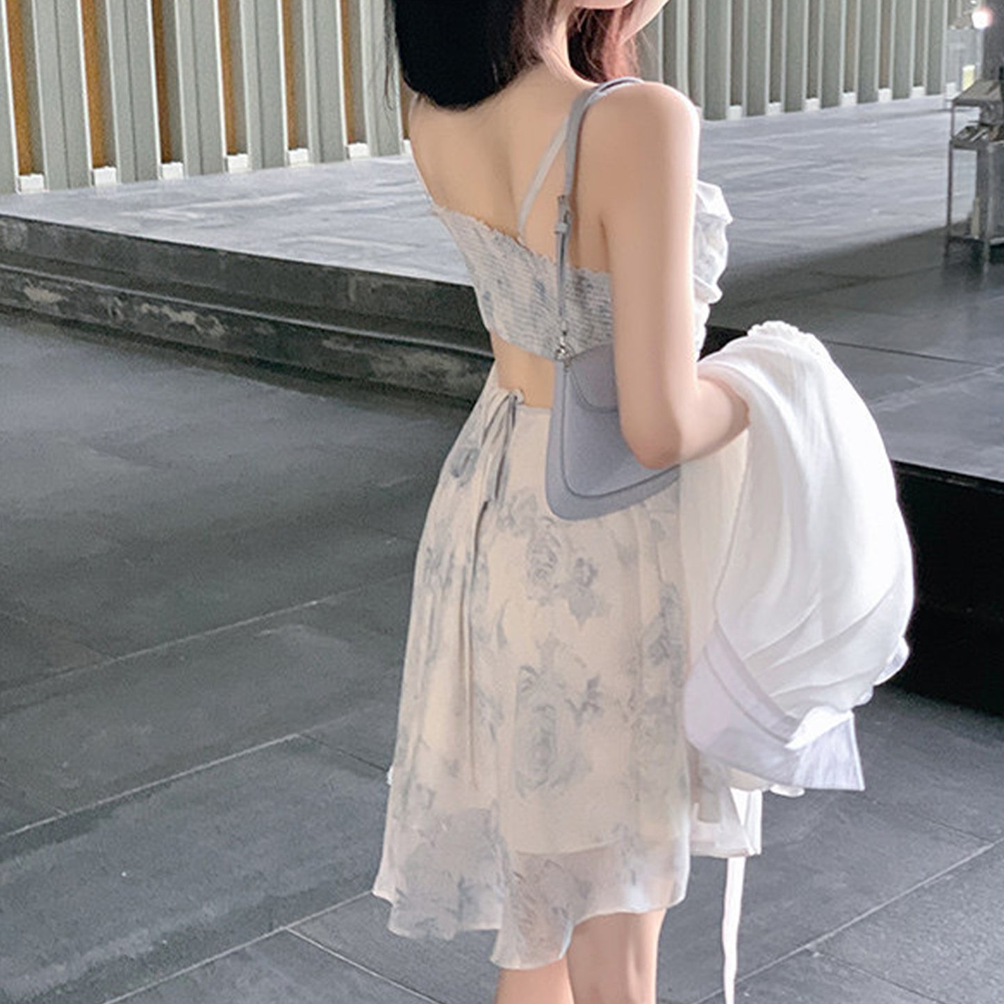 Floral Print Chiffon Midi A Line Slip Dress - Quaworth