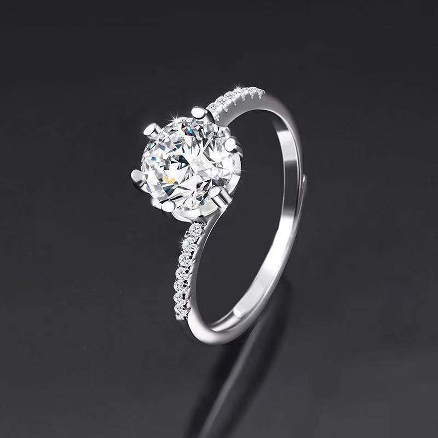 Moissanite Adjustable Open Band Ring - Quaworth