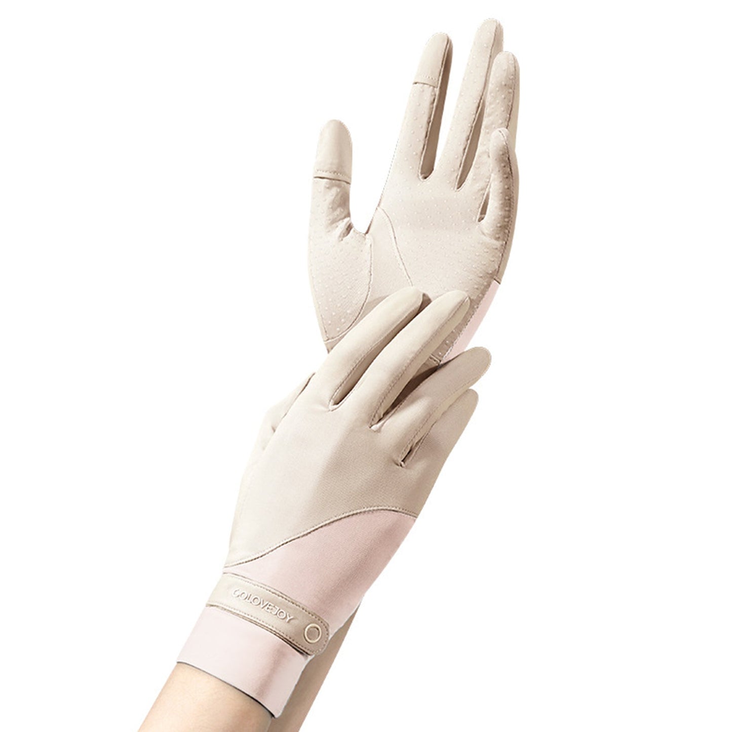 Split Color Sunscreen Silicon Nonslip Touchscreen Ice Silk Wrist Band Wrist Gloves - Quaworth