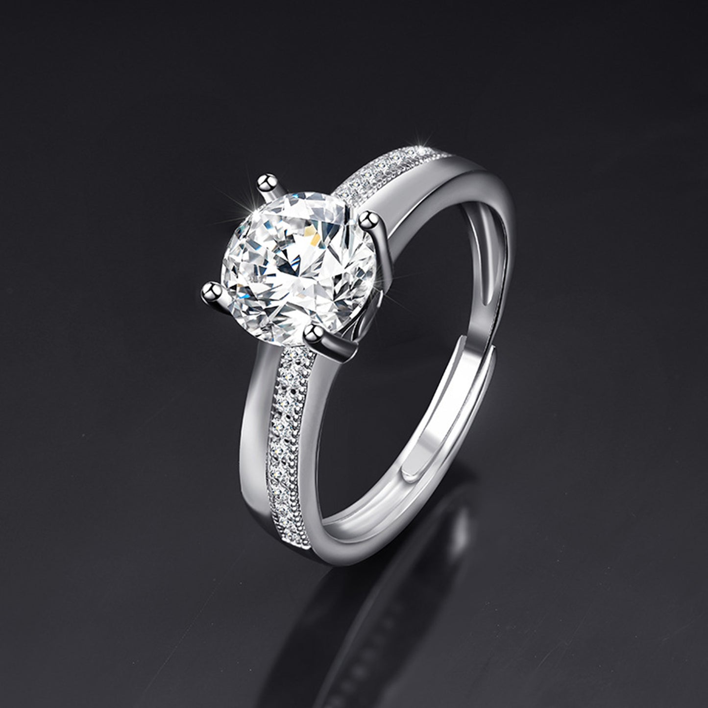 Moissanite Adjustable Open Band Ring - Quaworth
