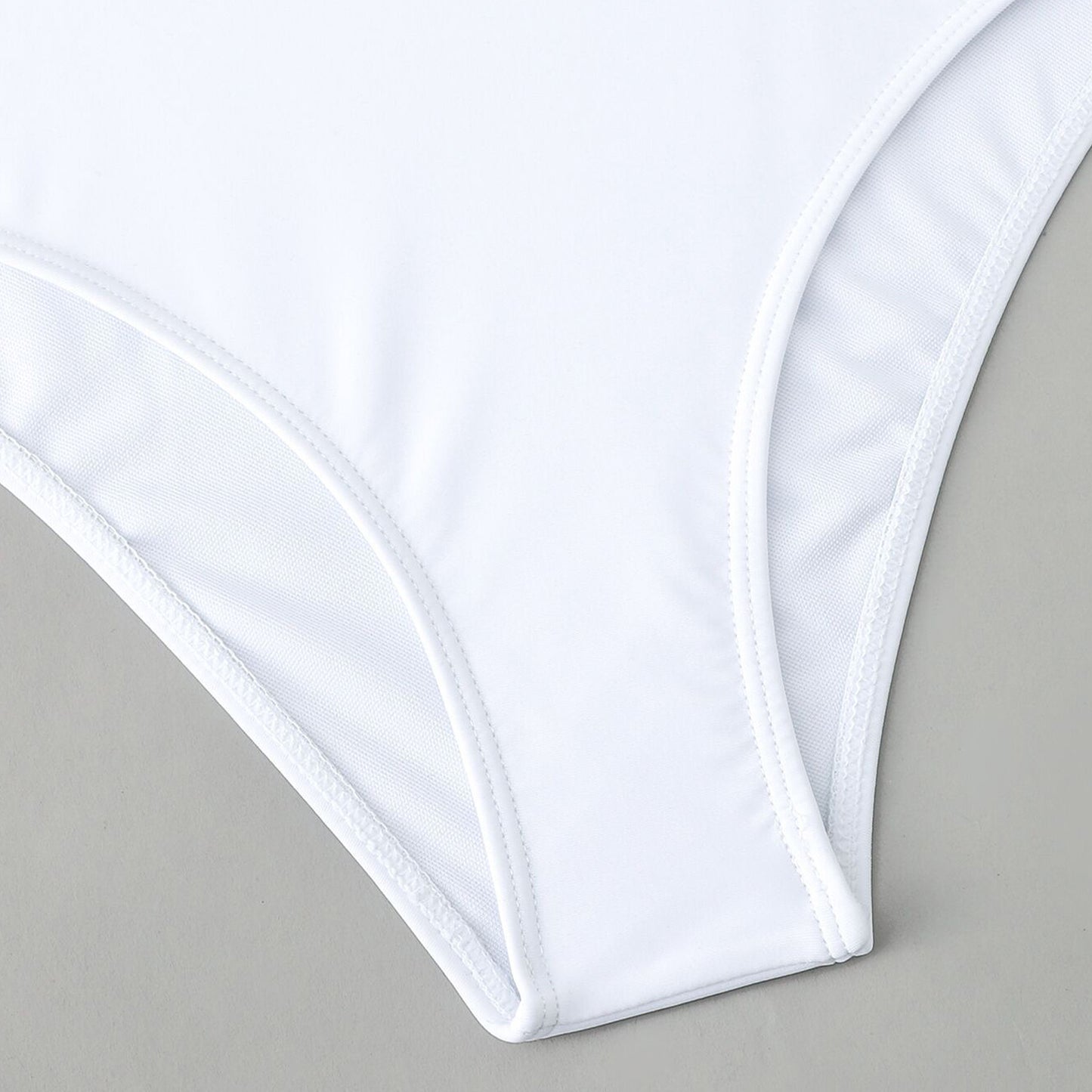 Solid Color Ring Connect Bikini Swimsuit - Quaworth