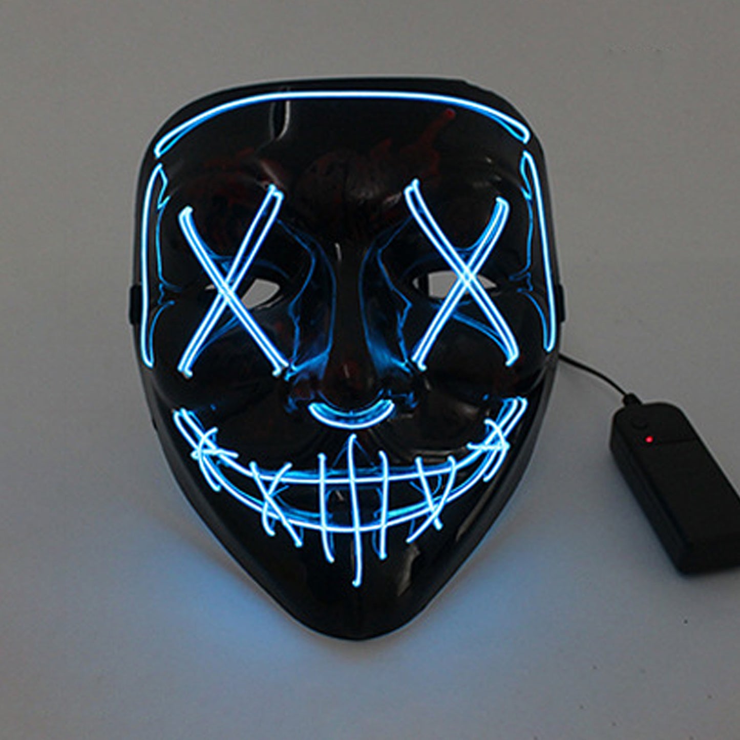 LED Glowing Four Mode Black Plastic Red Paint Vendetta Halloween Mask - Quaworth