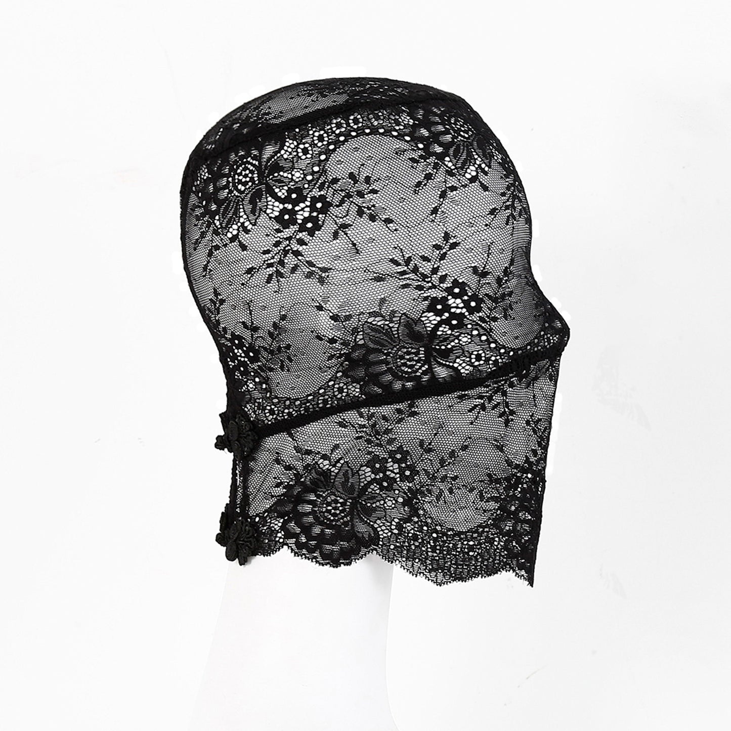 Lace Floral Embroidered Hood Mask - Quaworth