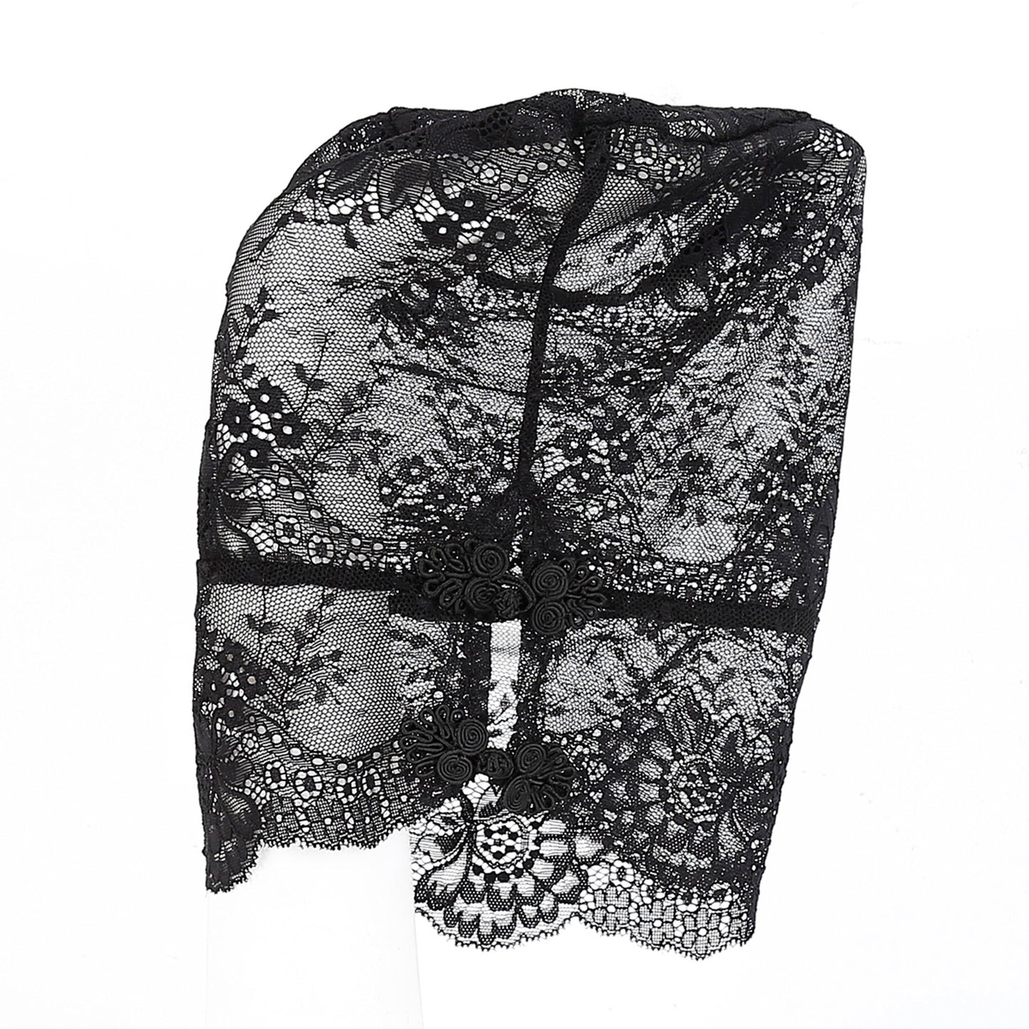 Lace Floral Embroidered Hood Mask - Quaworth