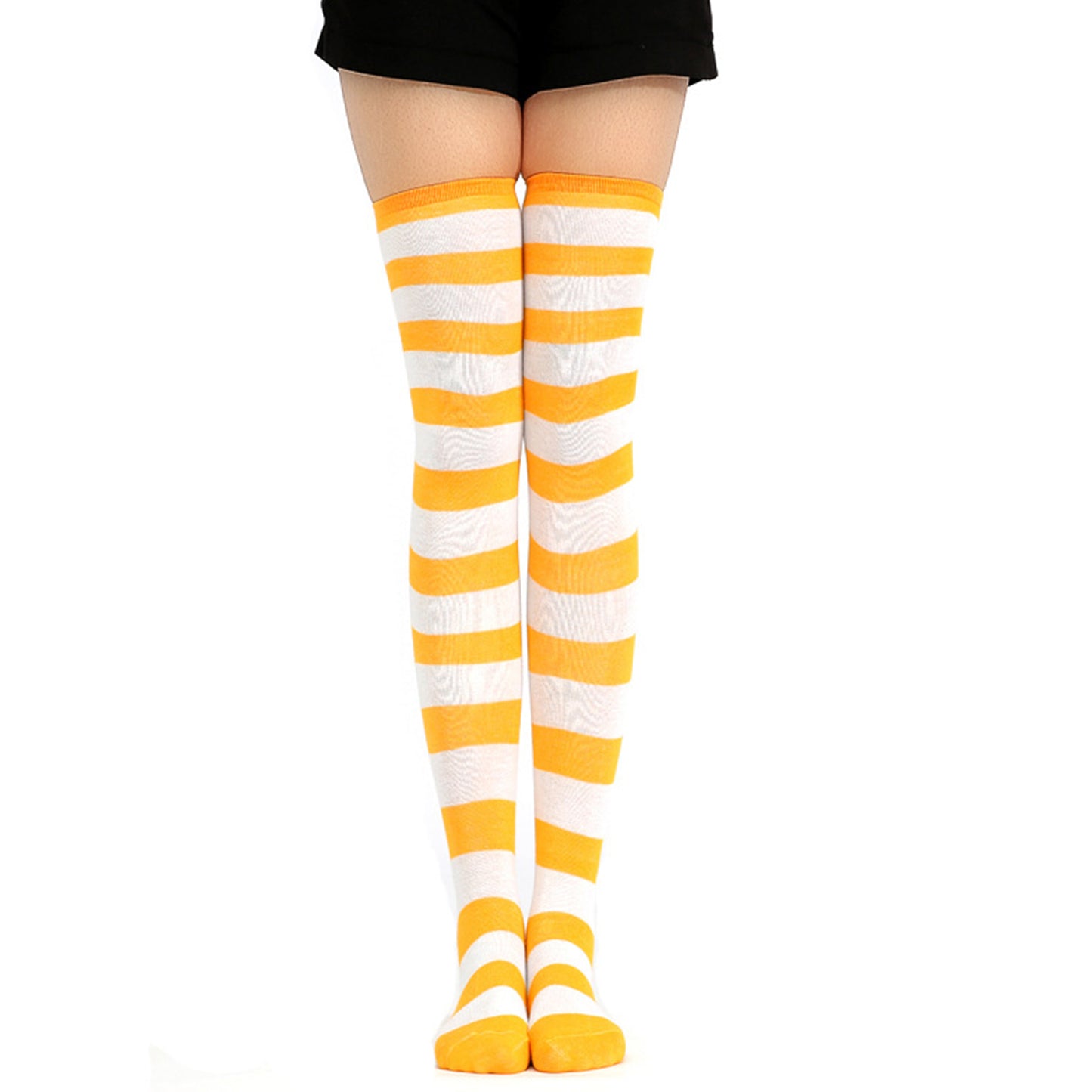 Wide Striped Thigh High Socks - Quaworth