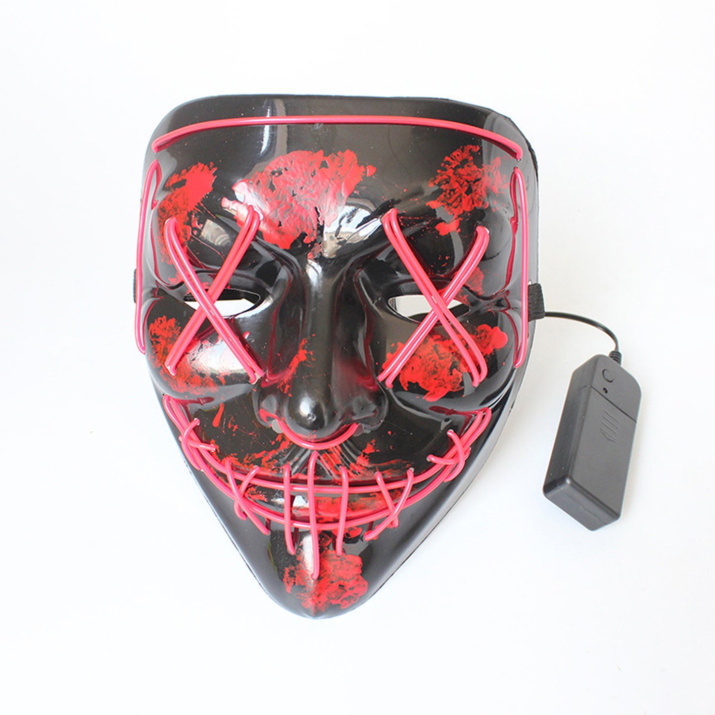 LED Glowing Four Mode Black Plastic Red Paint Vendetta Halloween Mask - Quaworth