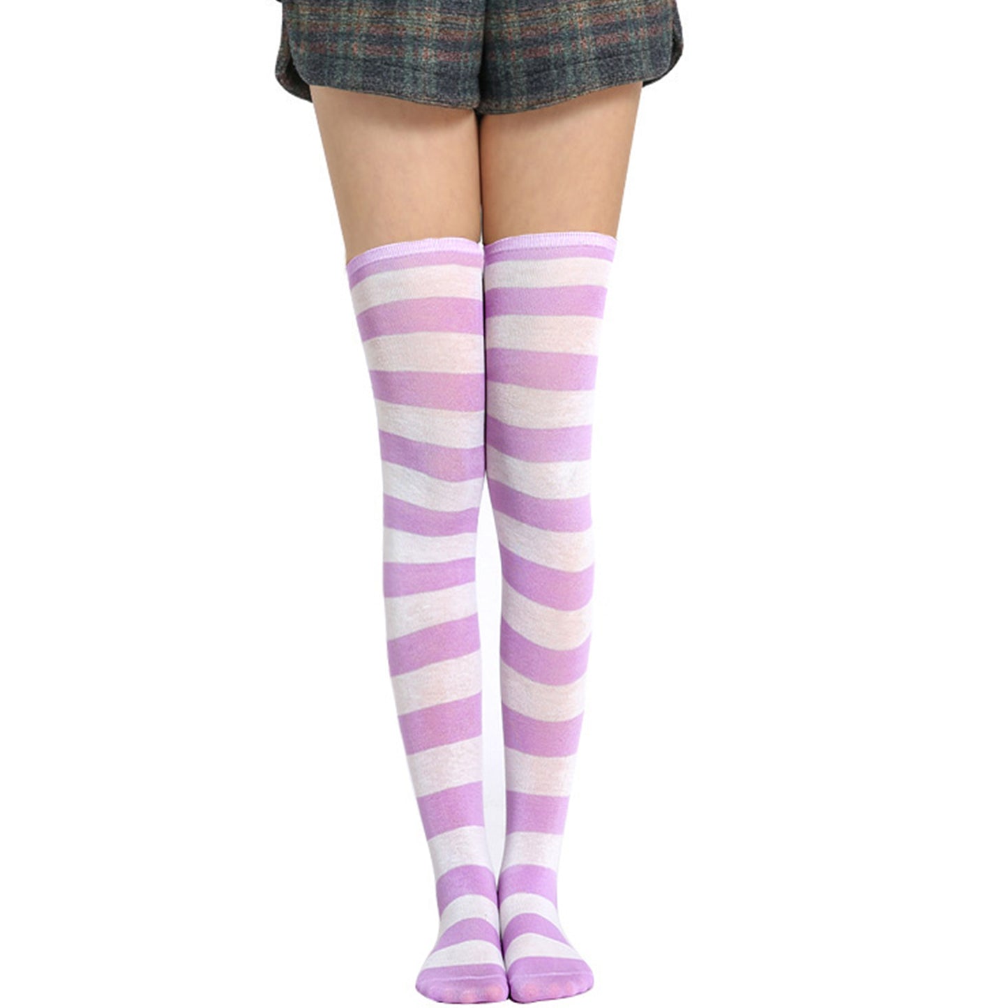 Wide Striped Thigh High Socks - Quaworth