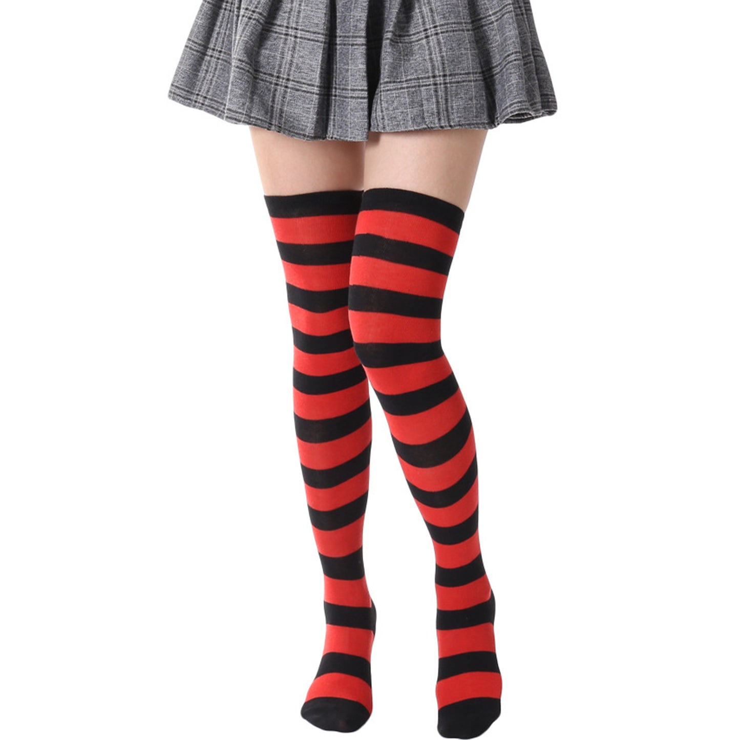 Wide Striped Thigh High Socks - Quaworth