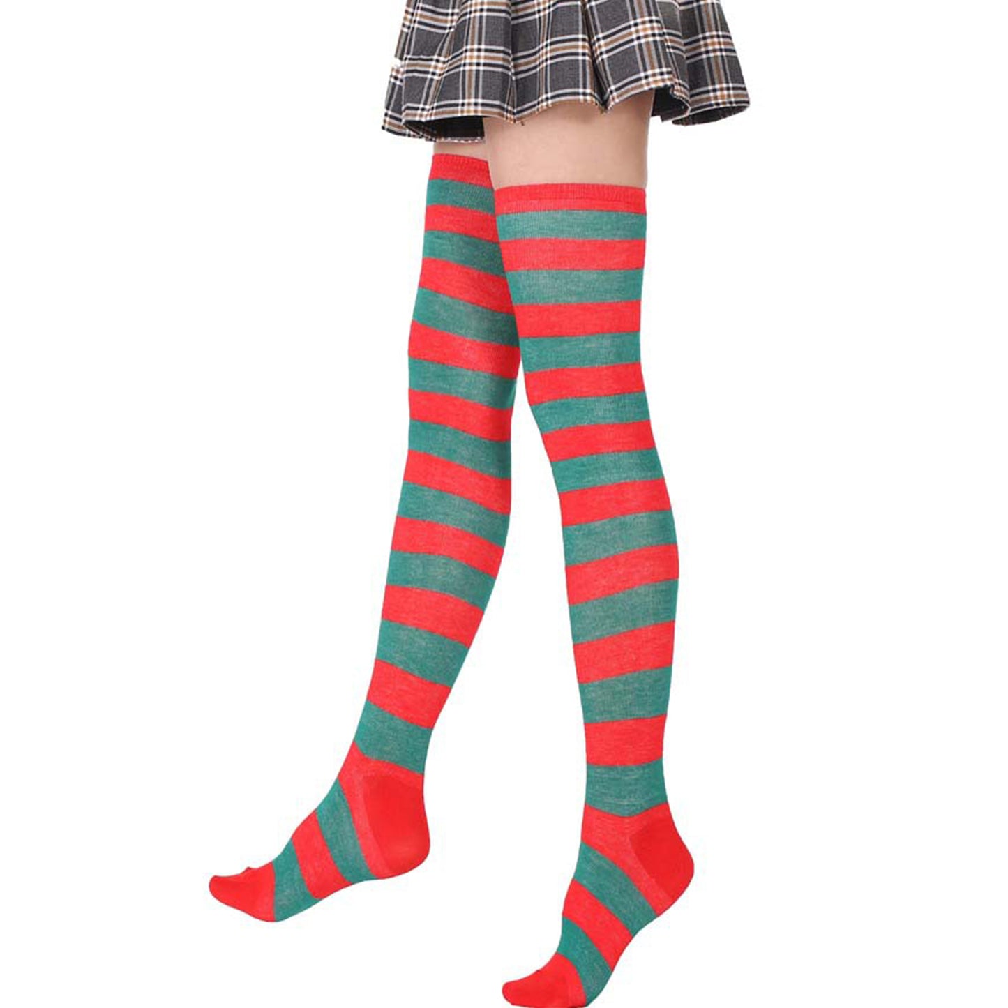 Wide Striped Thigh High Socks - Quaworth