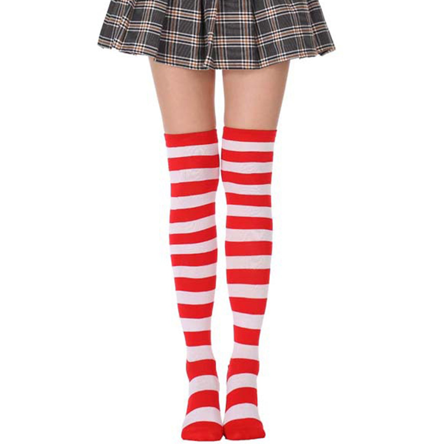 Wide Striped Thigh High Socks - Quaworth