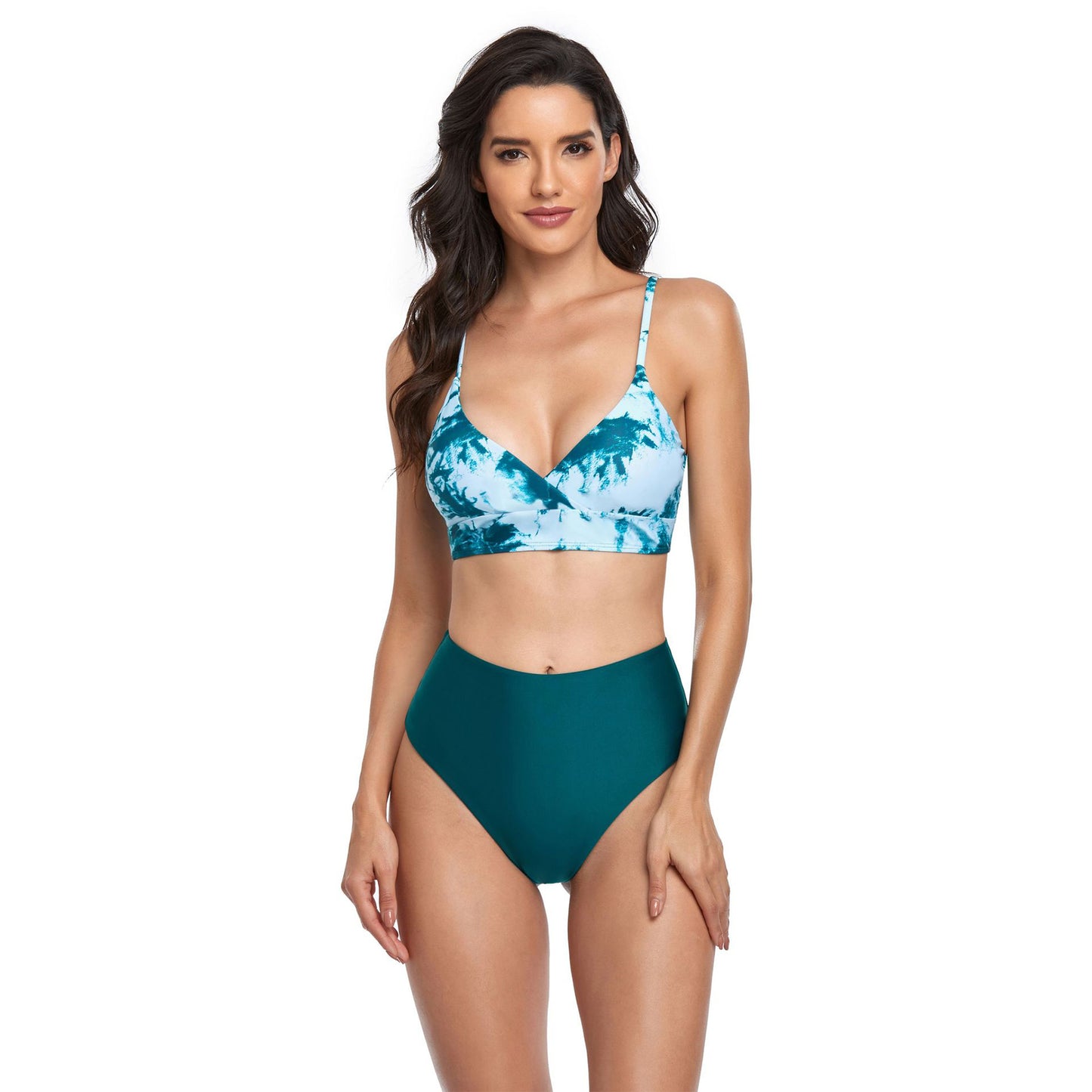 Tie Dye High Rise Split Bikini Swimsuit Set - Quaworth