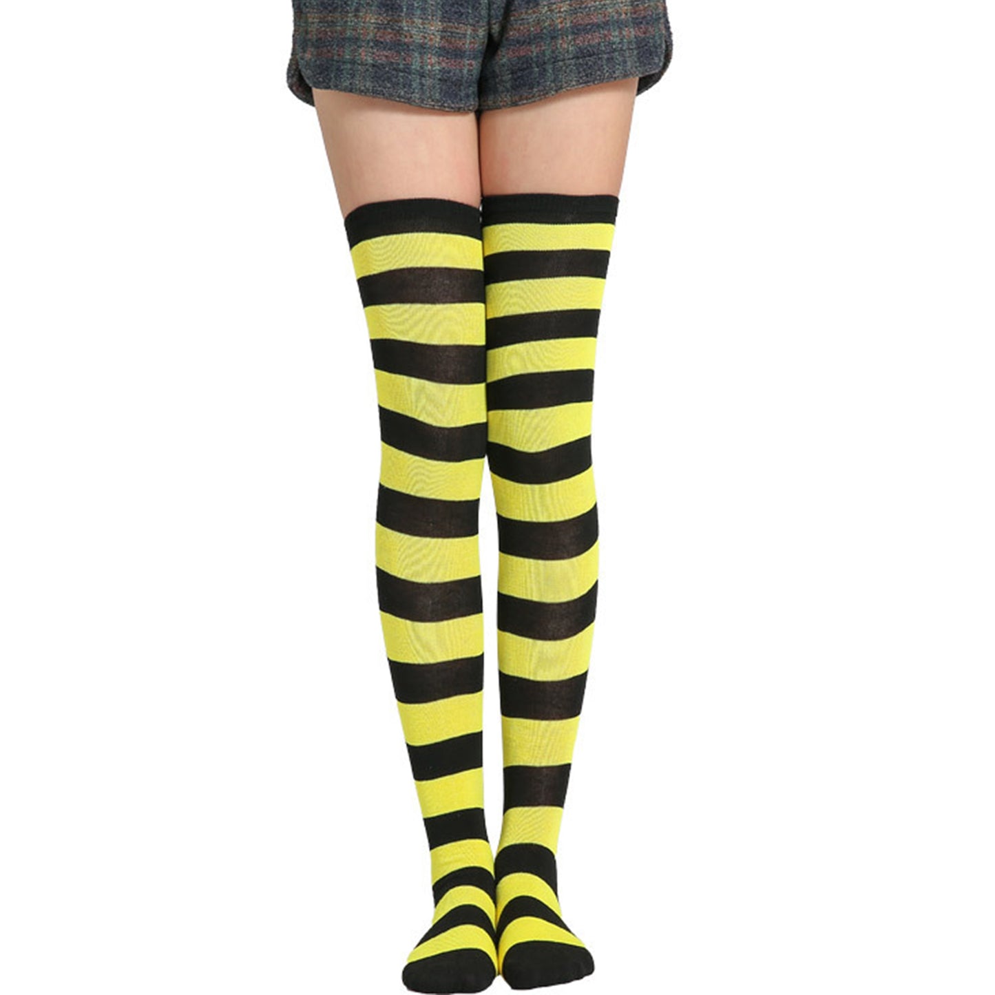Wide Striped Thigh High Socks - Quaworth