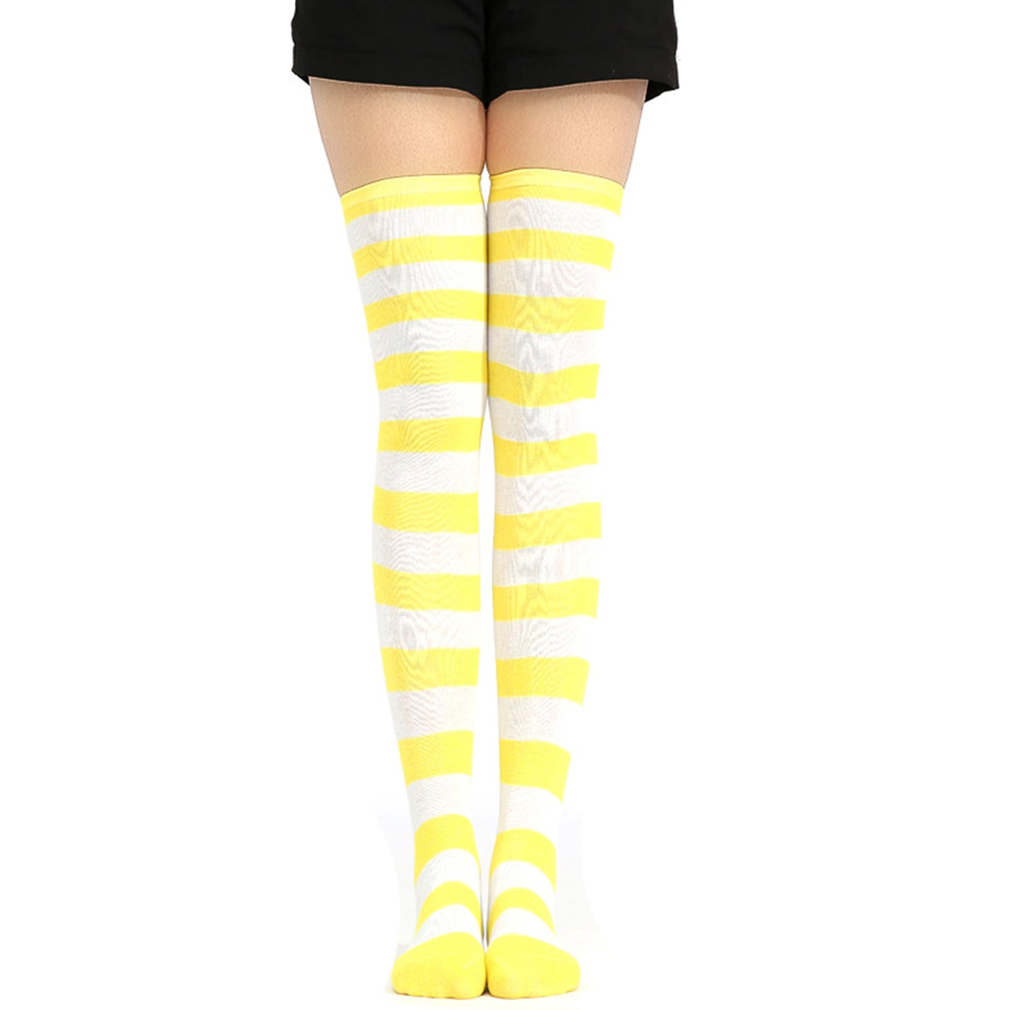 Wide Striped Thigh High Socks - Quaworth