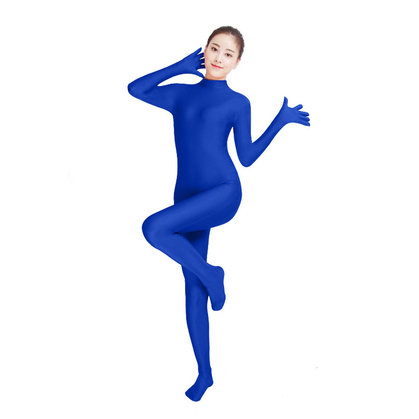 Solid Color Mock Neck Lycra Gloved Zentai Bodysuit (Pack of 2) - Quaworth