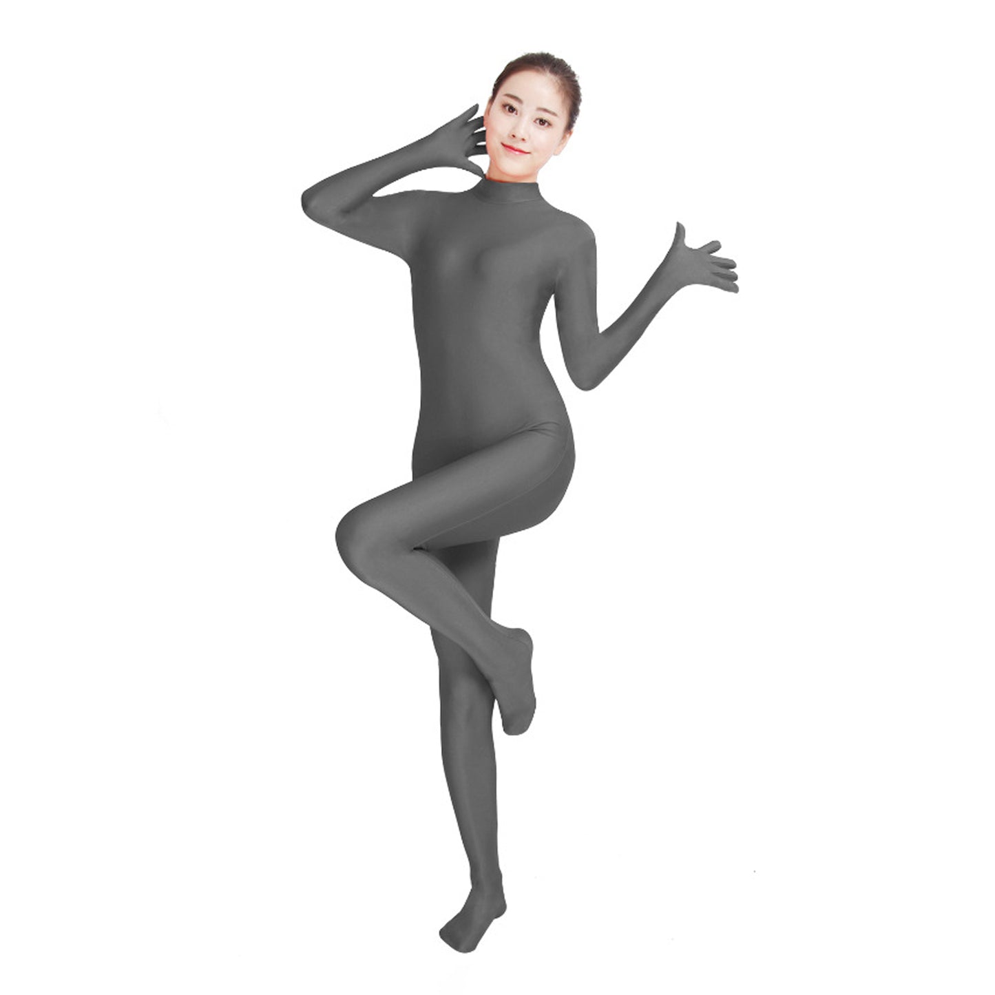 Solid Color Mock Neck Lycra Gloved Zentai Bodysuit (Pack of 2) - Quaworth