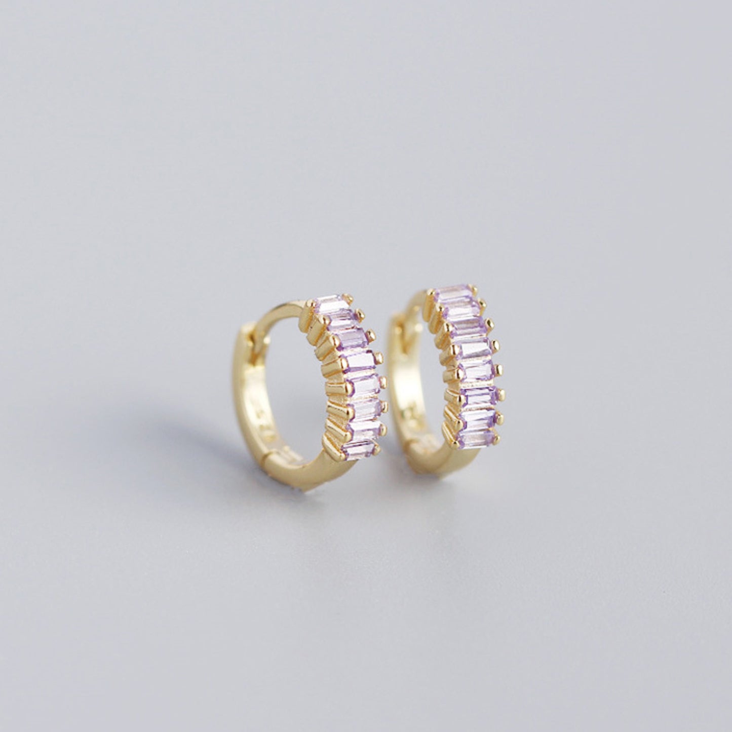 Sterling Silver Zircon Hoop Earrings - Quaworth