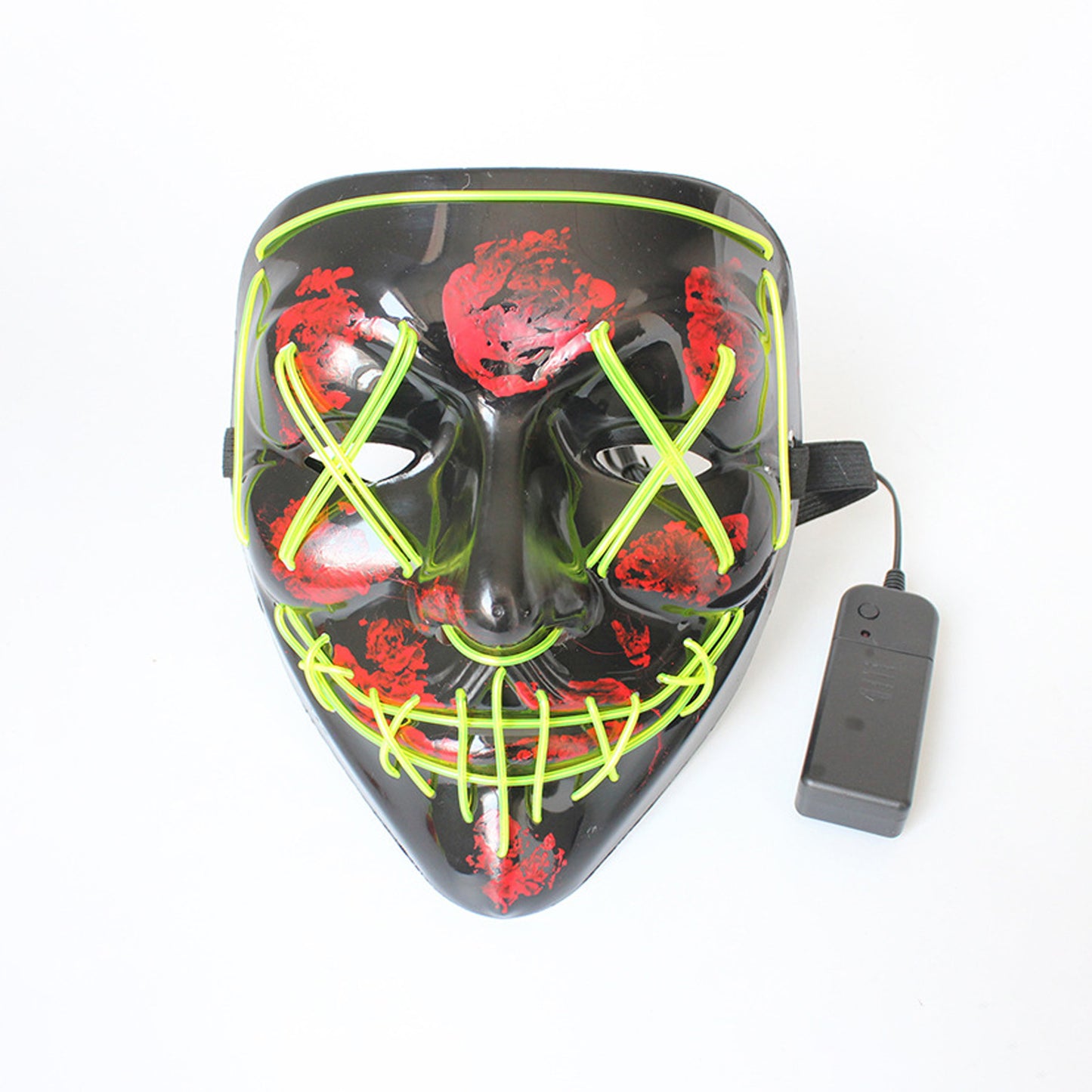 LED Glowing Four Mode Black Plastic Red Paint Vendetta Halloween Mask - Quaworth