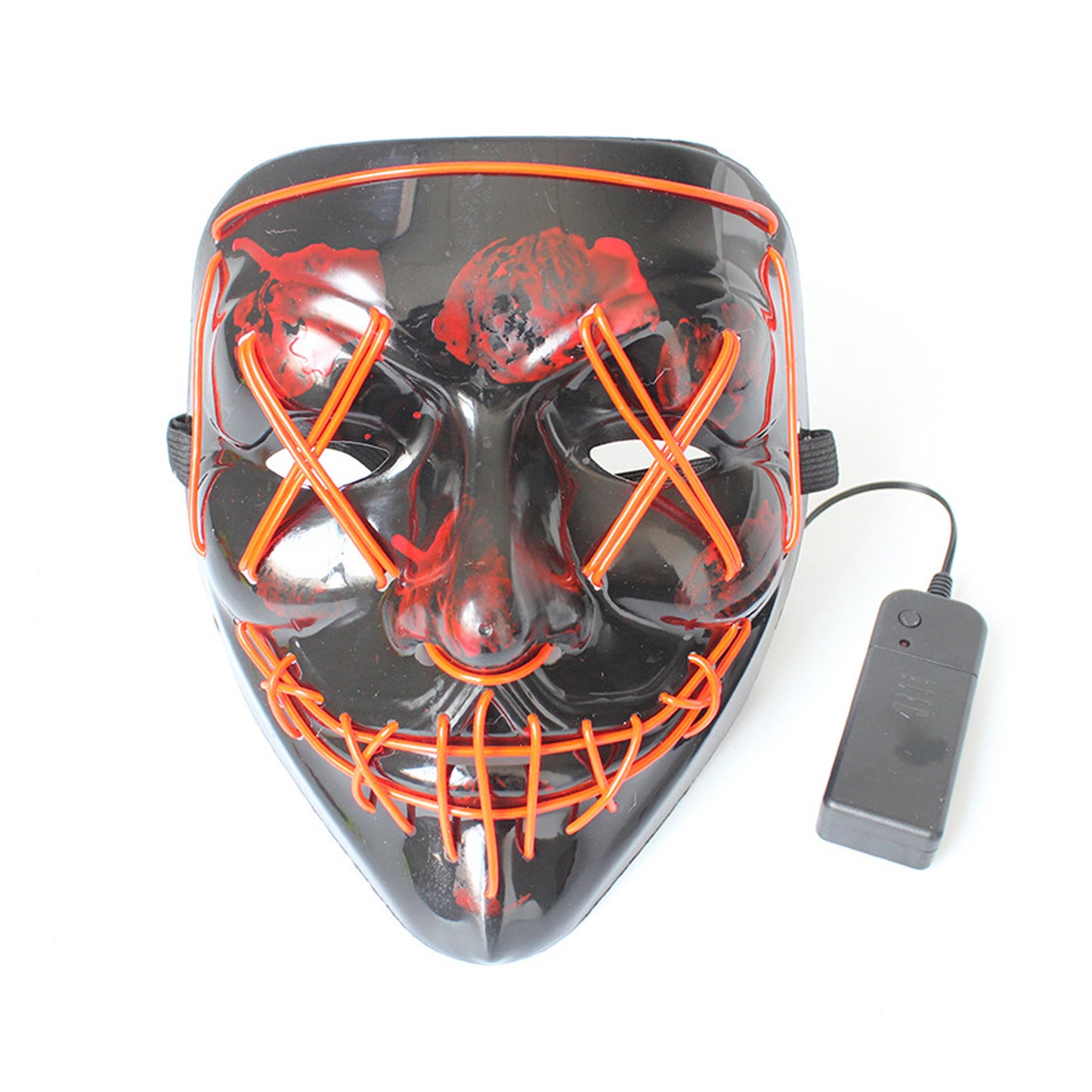 LED Glowing Four Mode Black Plastic Red Paint Vendetta Halloween Mask - Quaworth