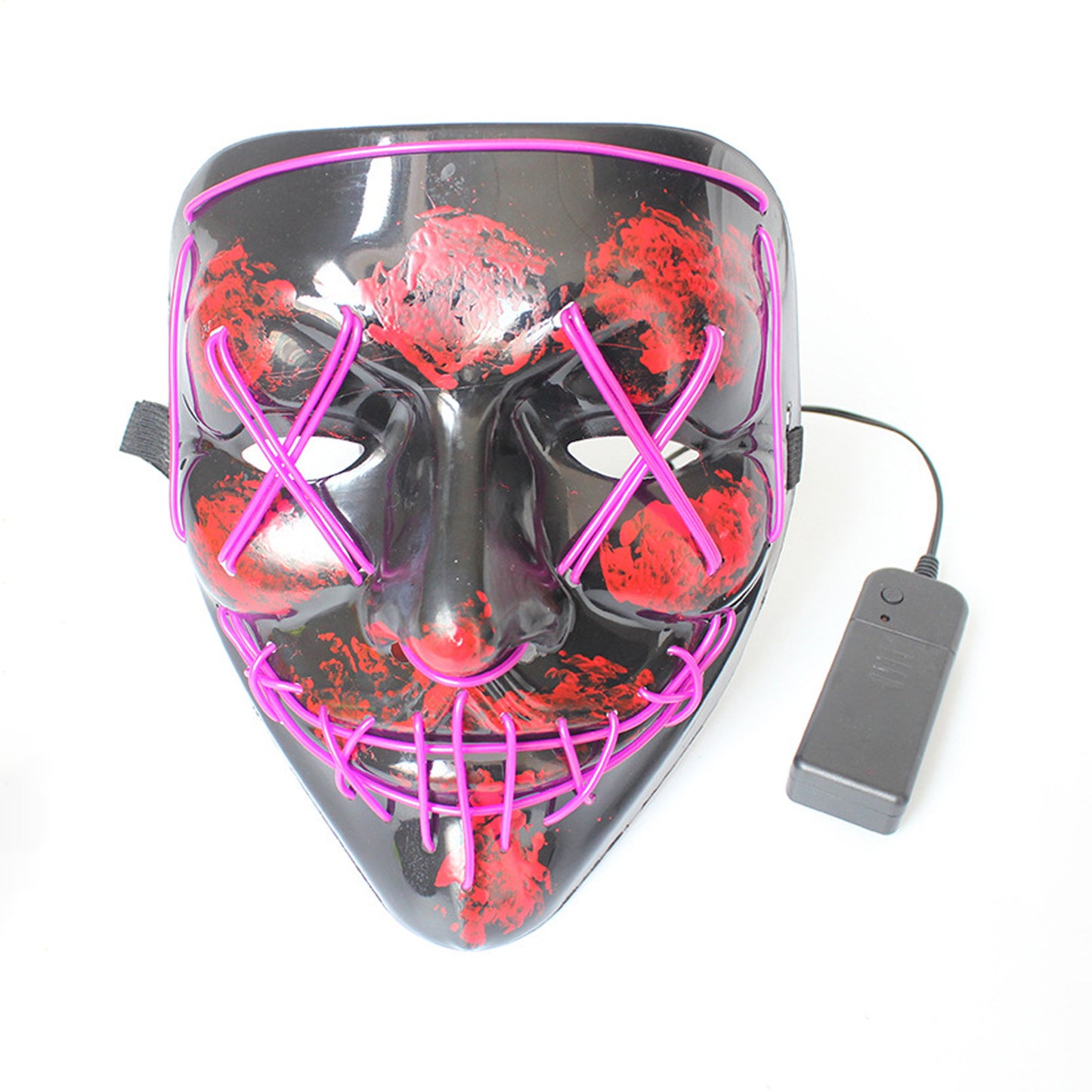 LED Glowing Four Mode Black Plastic Red Paint Vendetta Halloween Mask - Quaworth