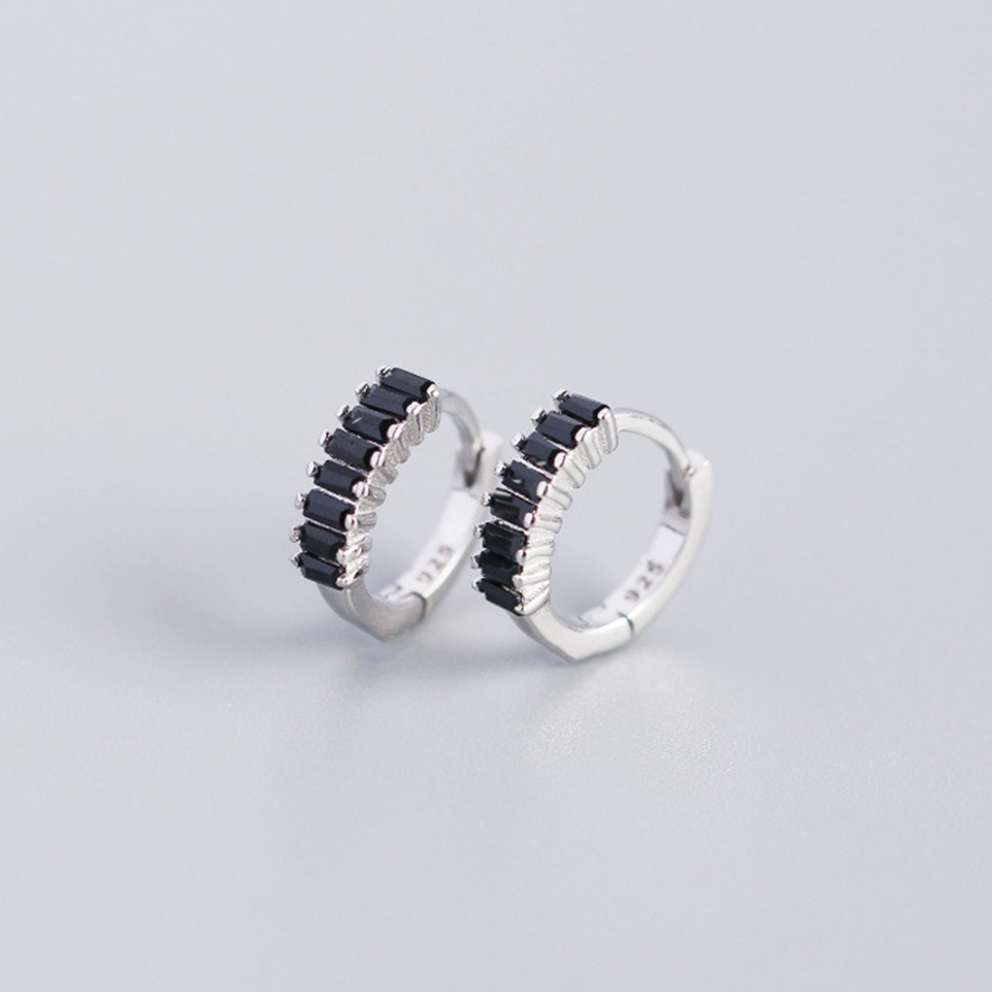 Sterling Silver Zircon Hoop Earrings - Quaworth