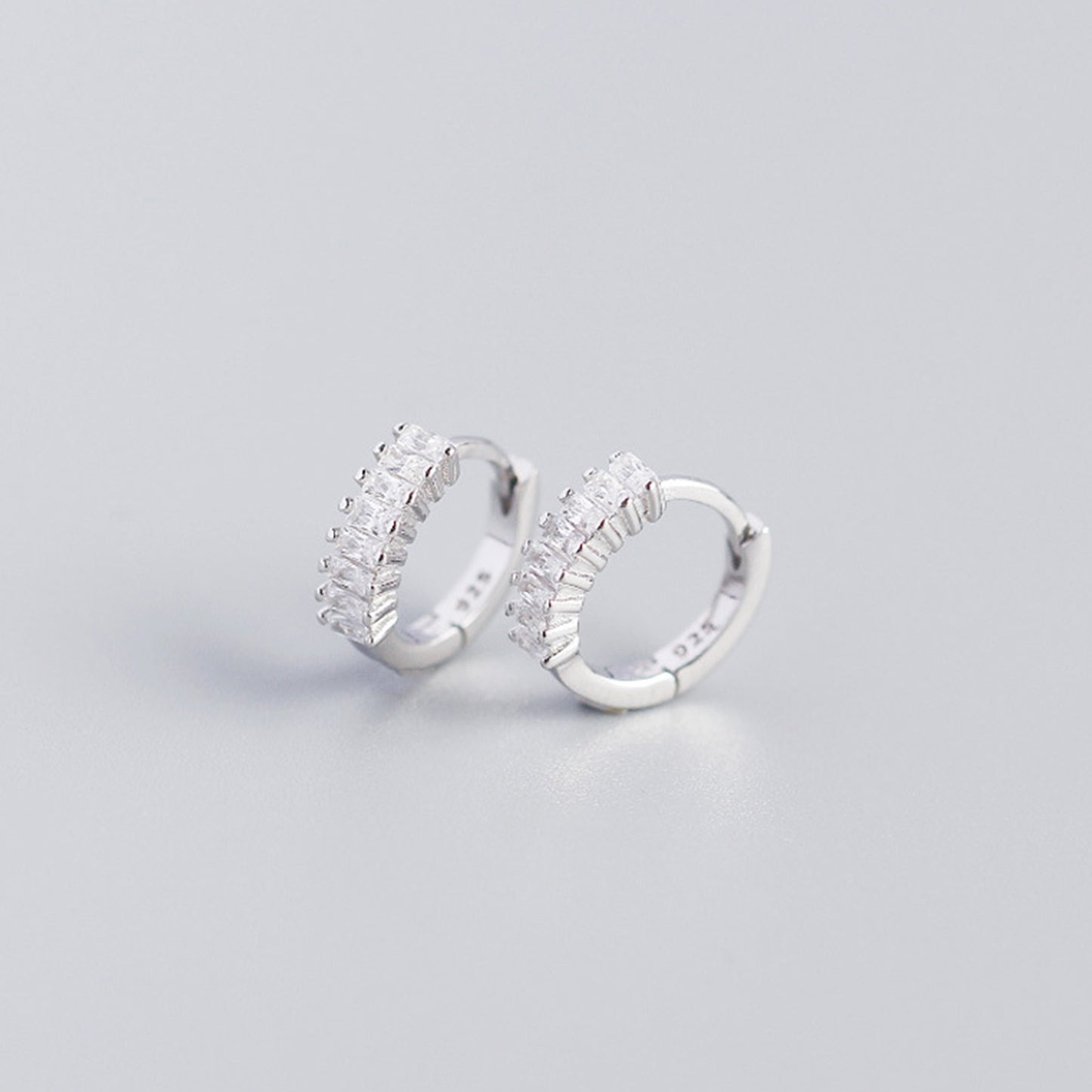 Sterling Silver Zircon Hoop Earrings - Quaworth