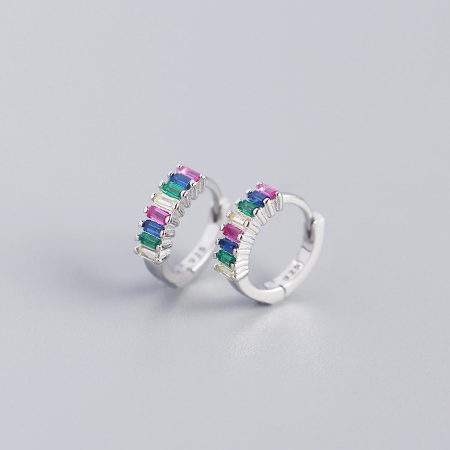 Sterling Silver Zircon Hoop Earrings - Quaworth