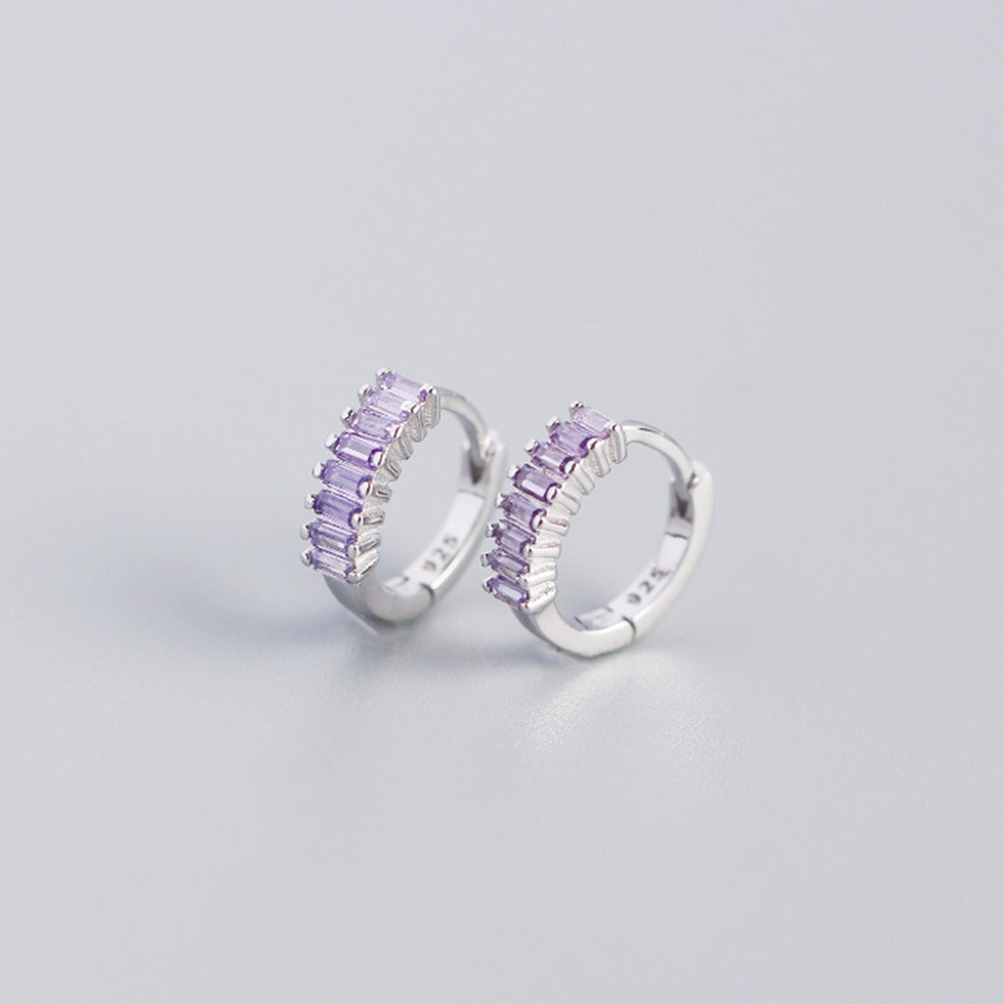 Sterling Silver Zircon Hoop Earrings - Quaworth