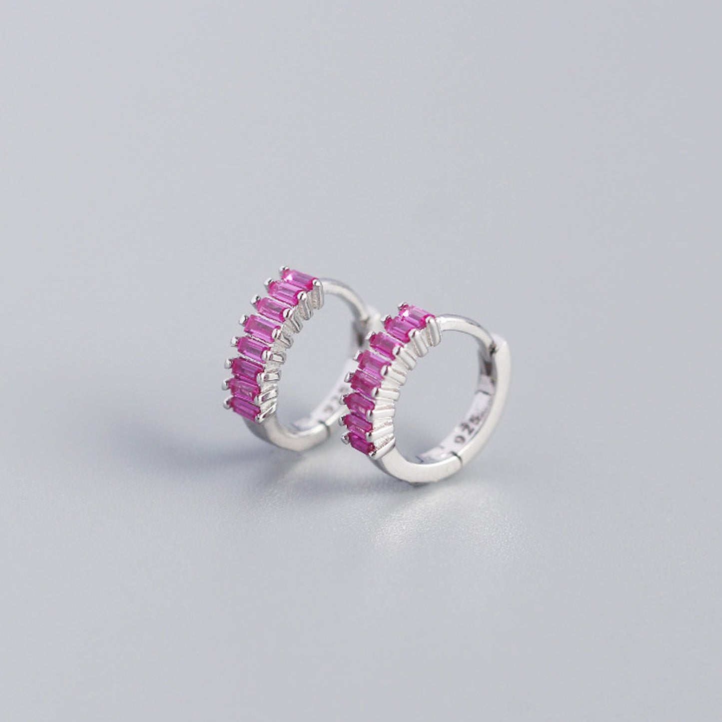 Sterling Silver Zircon Hoop Earrings - Quaworth