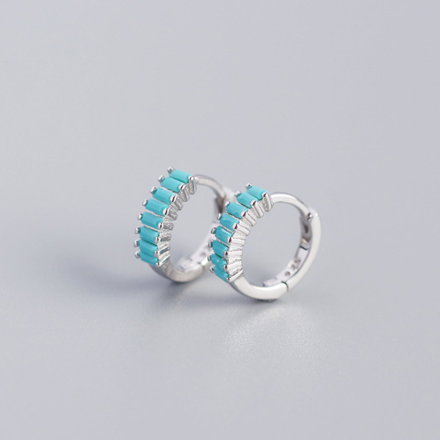 Sterling Silver Zircon Hoop Earrings - Quaworth