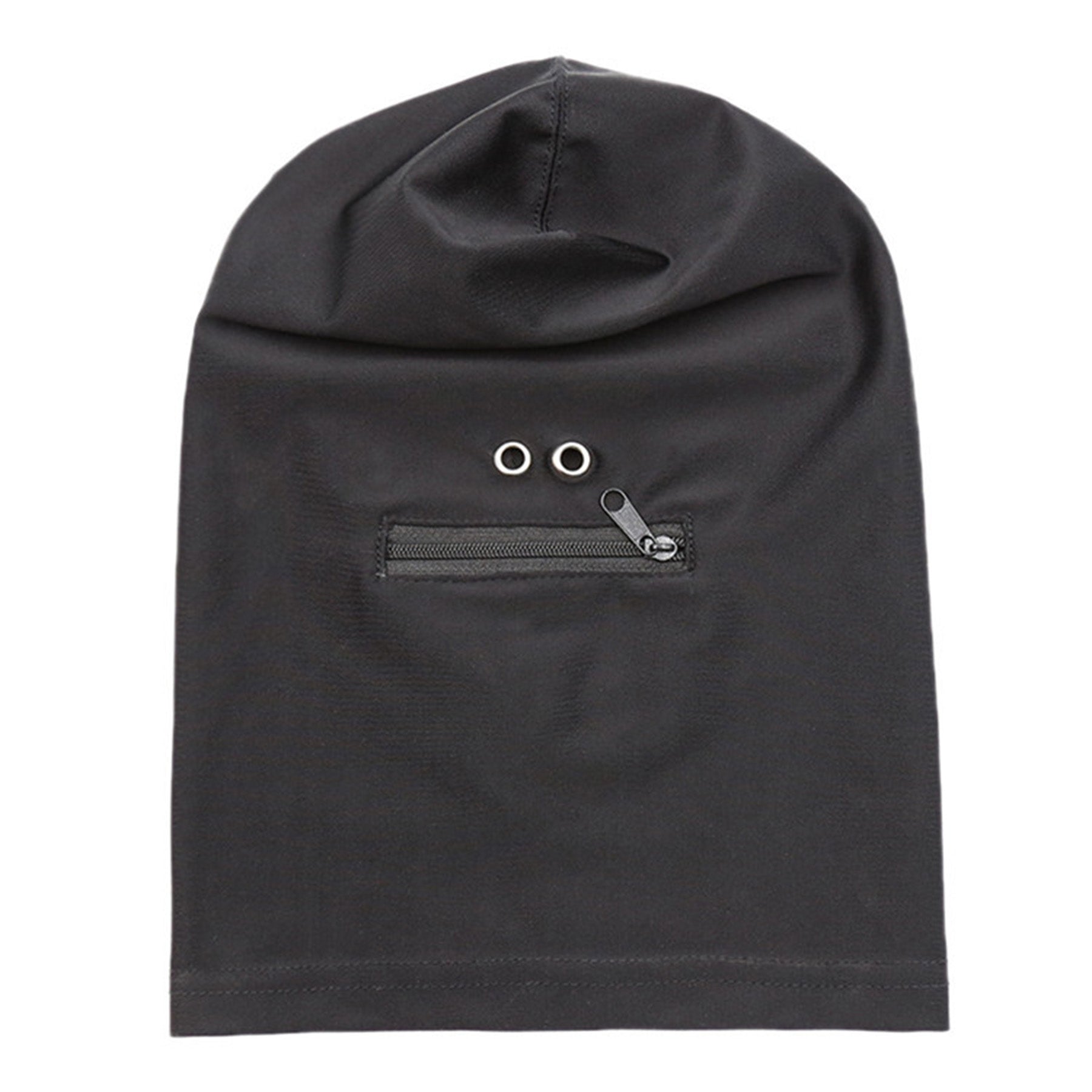 Spandex Solid Color Zipper Mouth Hood Mask - Quaworth