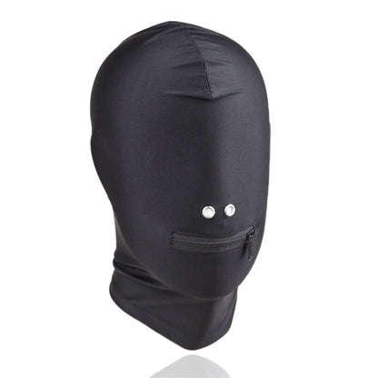 Spandex Solid Color Zipper Mouth Hood Mask - Quaworth