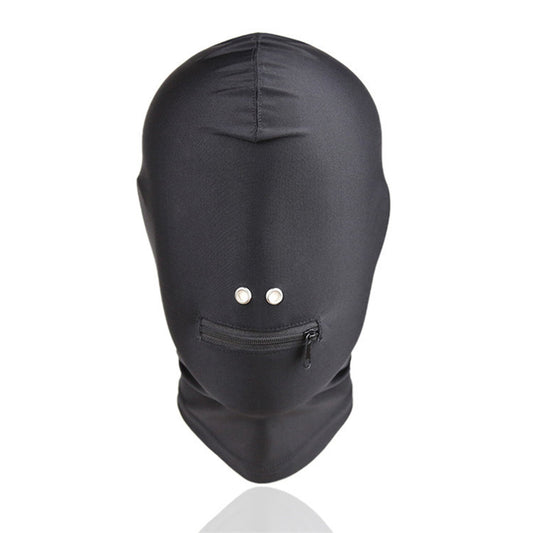 Spandex Solid Color Zipper Mouth Hood Mask - Quaworth