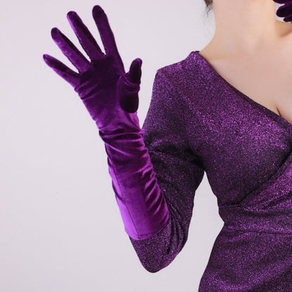 Dark Purple Velvet Gloves - Quaworth