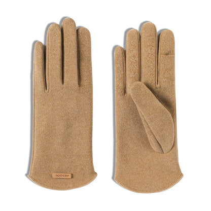 Winter Thermal Dralon Velvet Fleece Lining Flip Finger Wrist Gloves - Quaworth